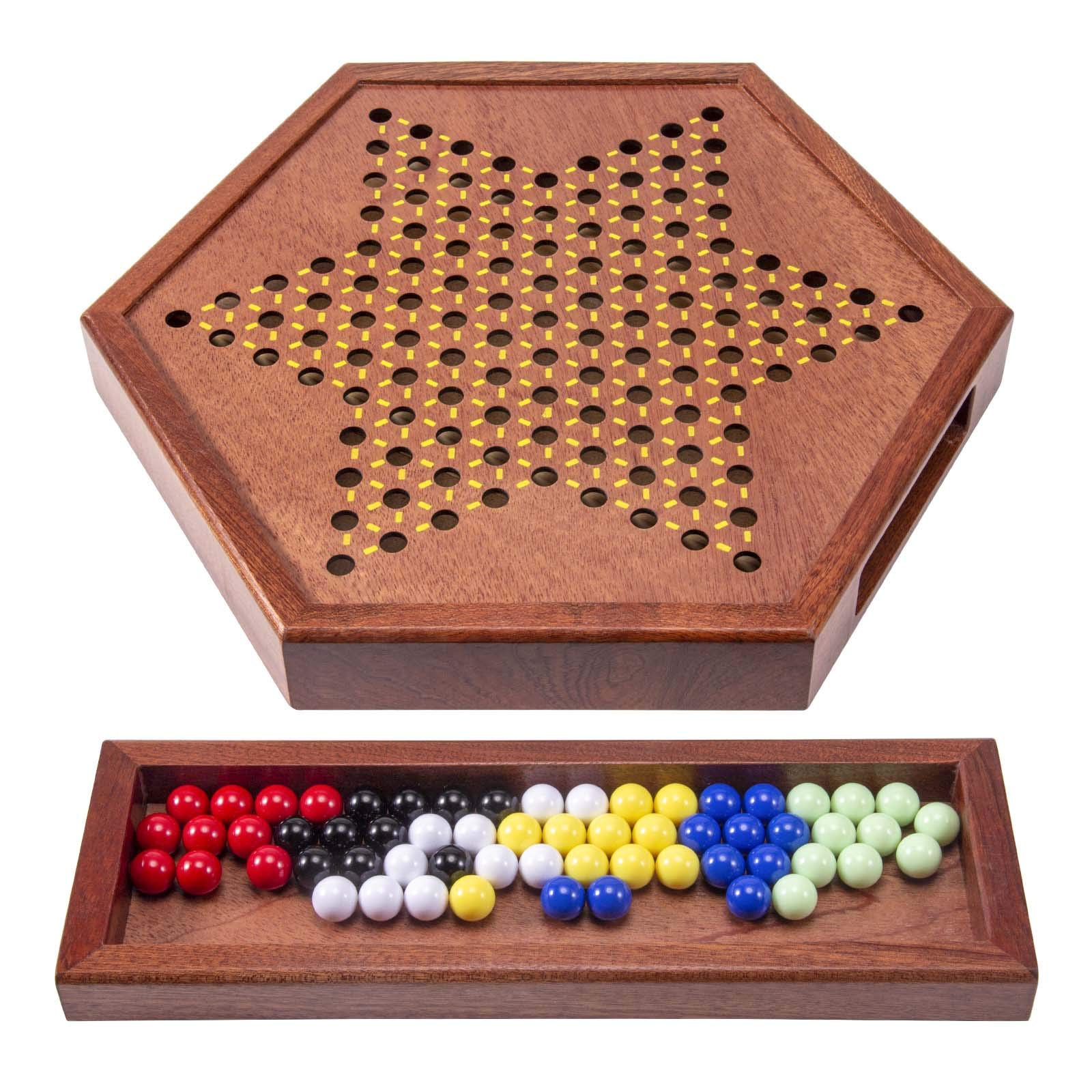 Foto 4 | Juego De Damas Chinas Amerous De Madera Con Almacenamiento, 60 Canicas - Venta Internacional.
