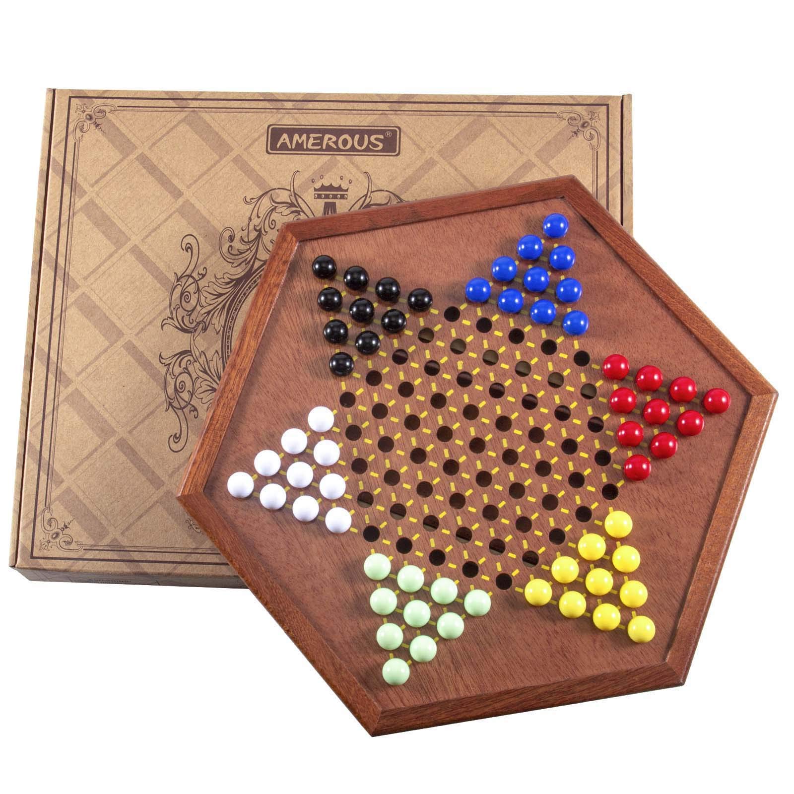 Foto 7 pulgar | Juego De Damas Chinas Amerous De Madera Con Almacenamiento, 60 Canicas - Venta Internacional.