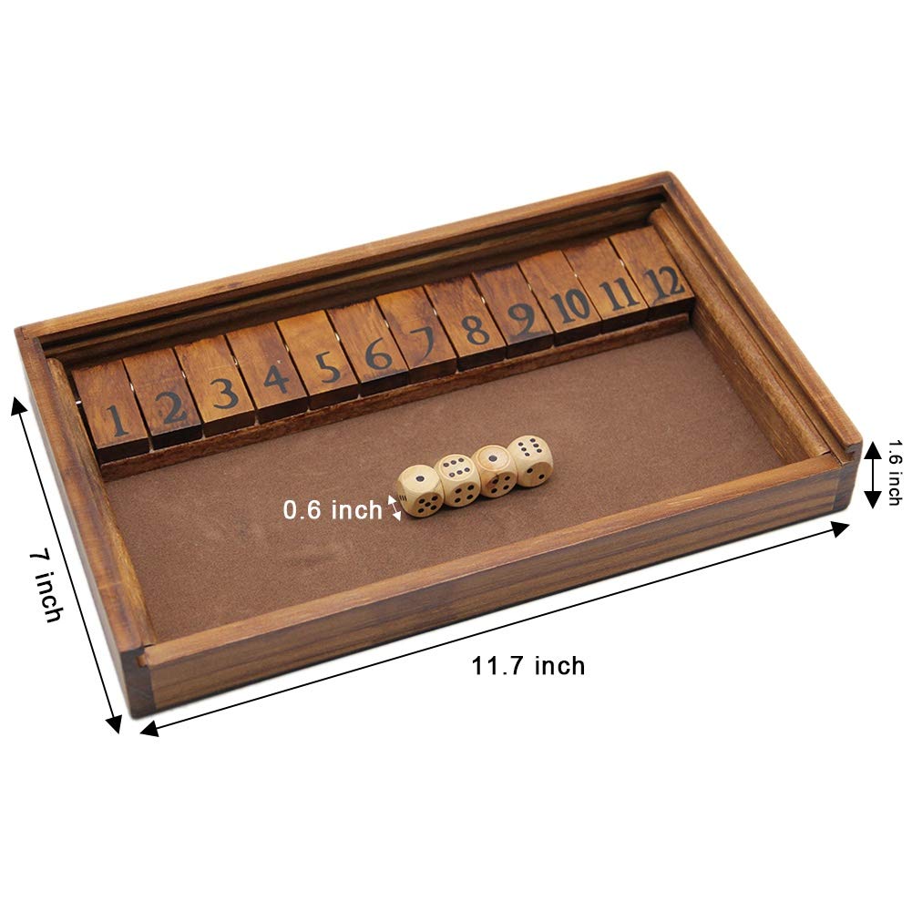 Foto 2 | Tabla De Madera Juegoal De Shut The Box Game Con 12 Números Para Niños - Venta Internacional.