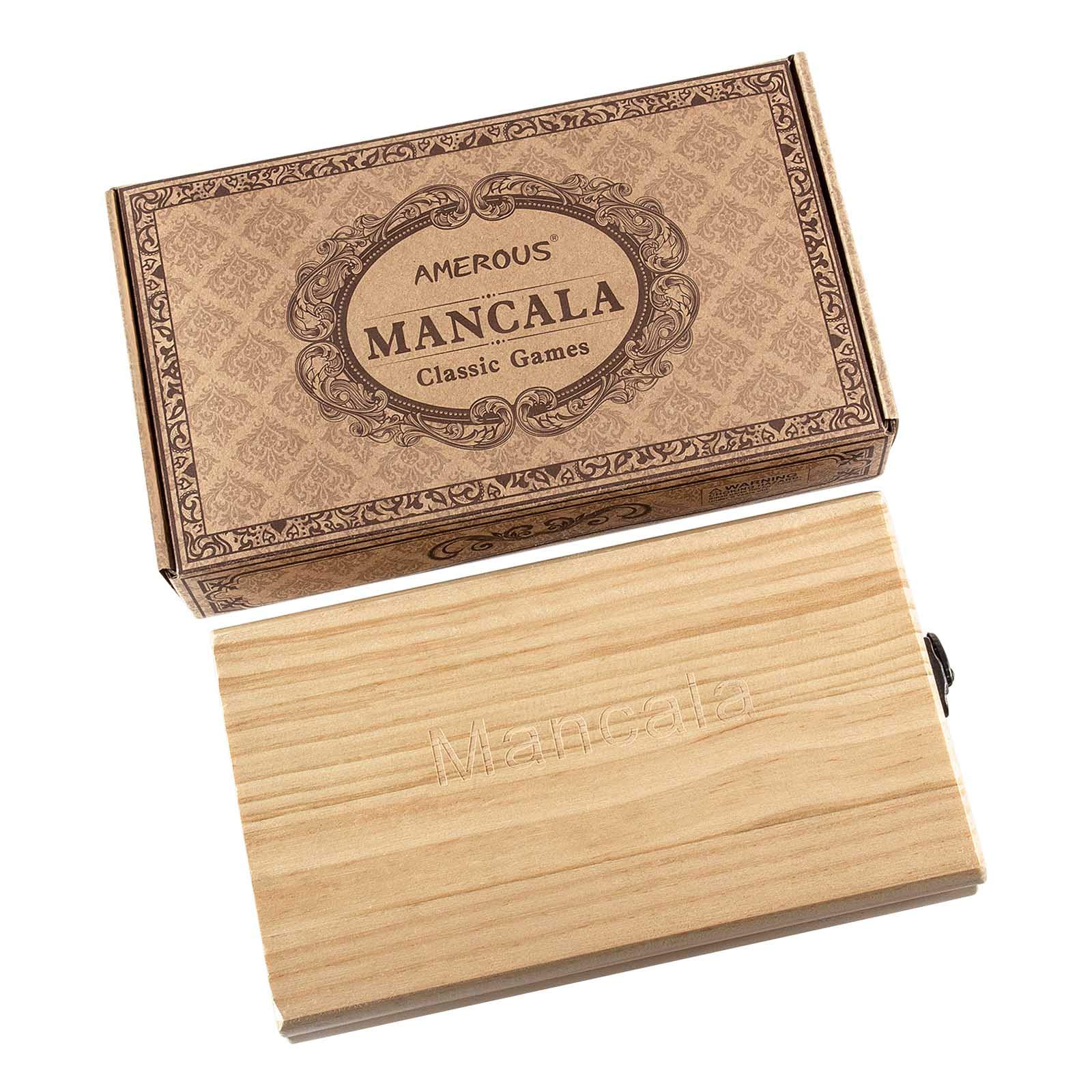 Foto 7 pulgar | Juego De Mesa Mancala Amerous De Madera Plegable Con Piedras De Cristal - Venta Internacional.