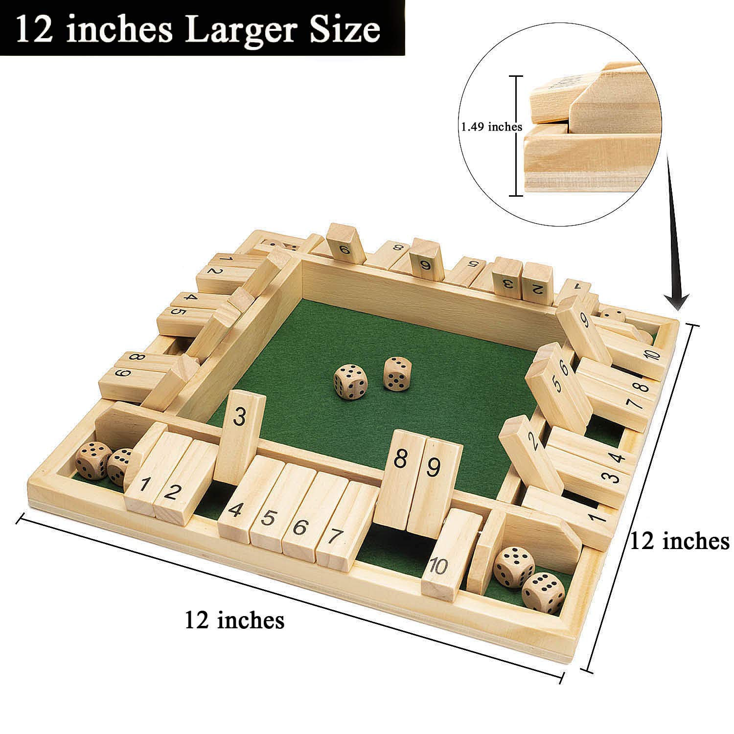 Foto 6 pulgar | Juego Shut The Box Amerous Para 4 Jugadores Con 12 Dados Para Toda La Familia - Venta Internacional.