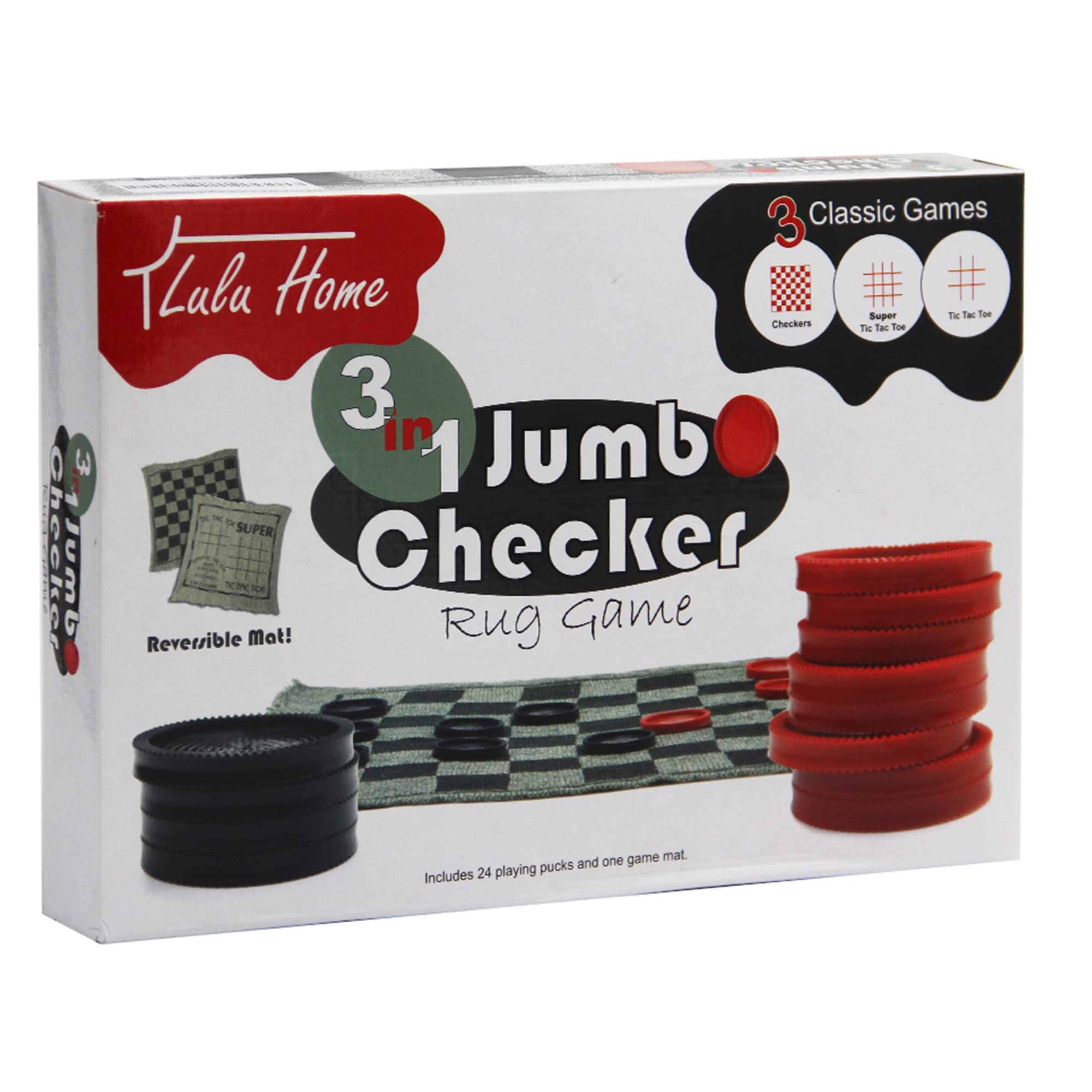 Foto 7 pulgar | Alfombra De Juego Giant Checkers Lulu Home Jumbo 3 En 1 Para 2 Jugadores - Venta Internacional.