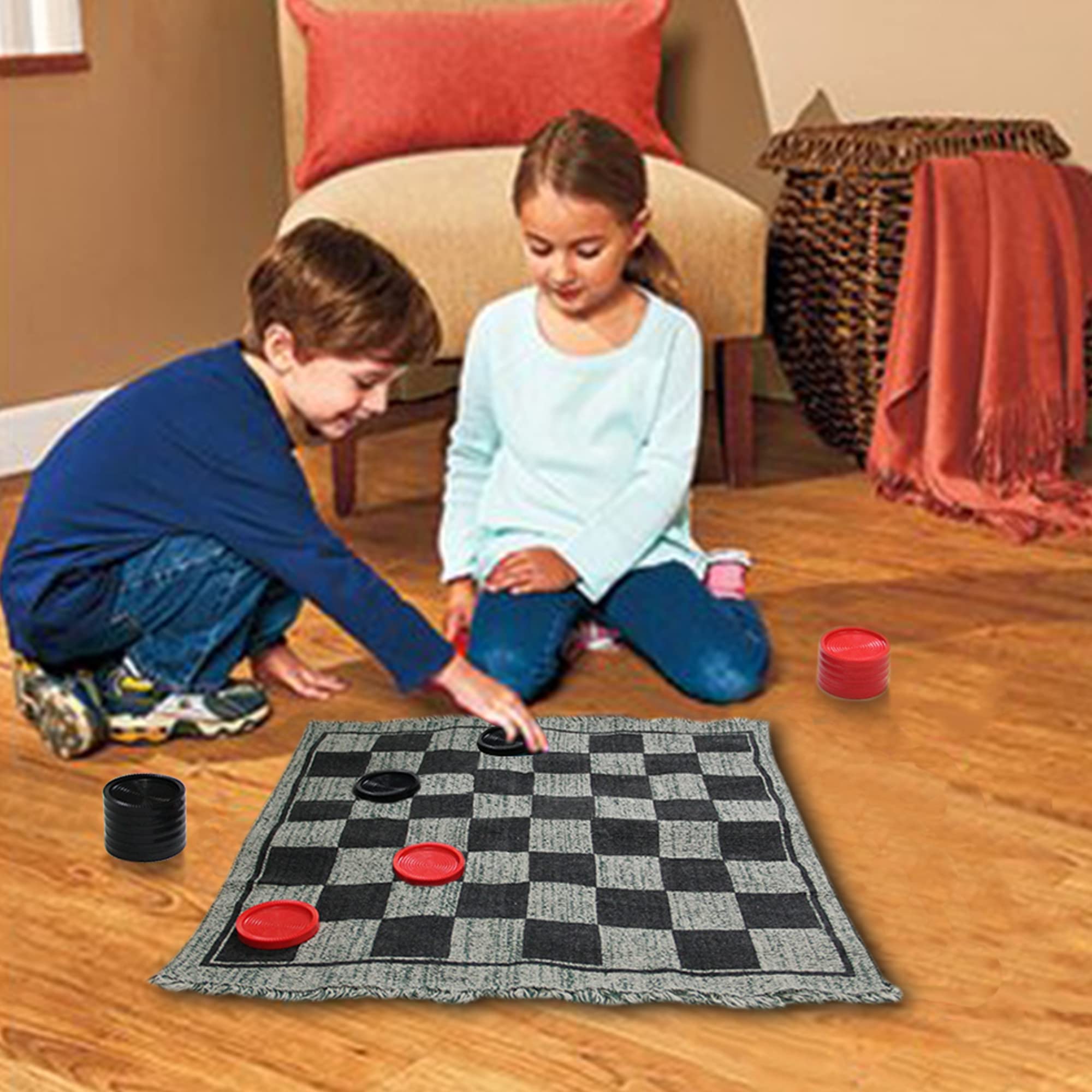 Foto 8 pulgar | Alfombra De Juego Giant Checkers Lulu Home Jumbo 3 En 1 Para 2 Jugadores - Venta Internacional.