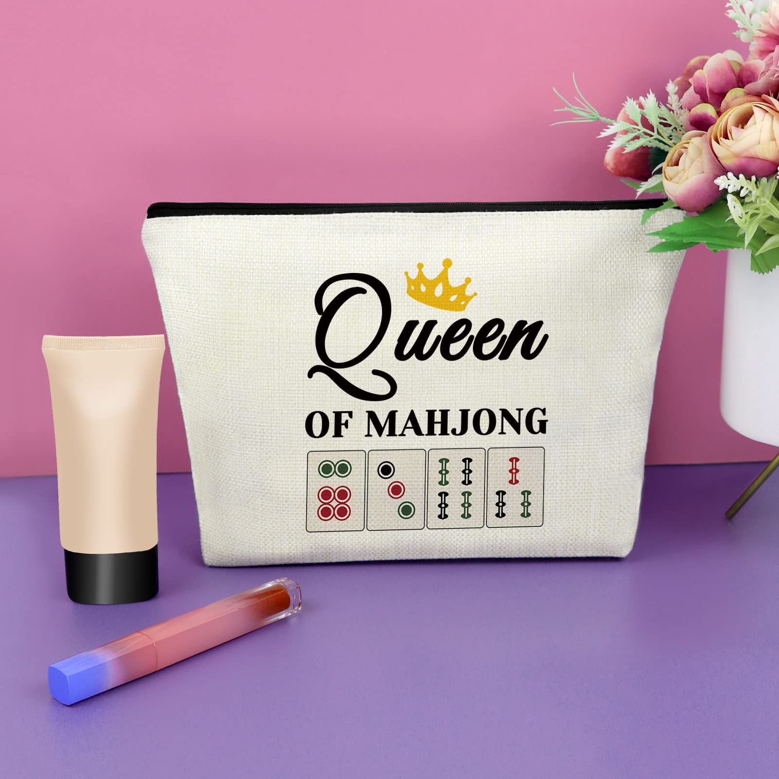 Foto 2 | Bolsa De Maquillaje Sazuwu Mahjong Queen, Regalo Para Mujer Amante Del Mahjong - Venta Internacional.