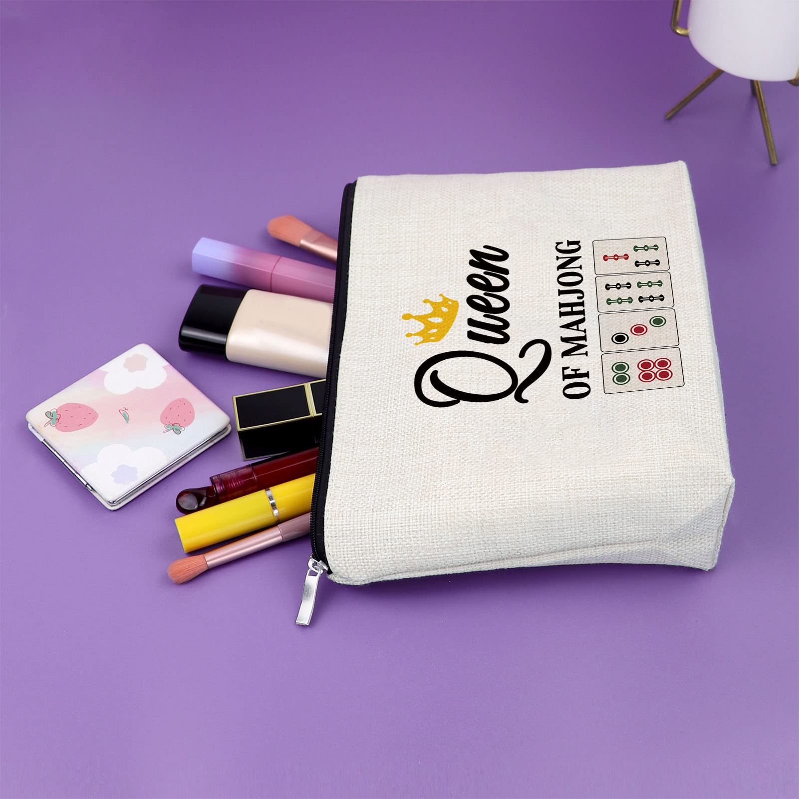 Foto 6 pulgar | Bolsa De Maquillaje Sazuwu Mahjong Queen, Regalo Para Mujer Amante Del Mahjong - Venta Internacional.