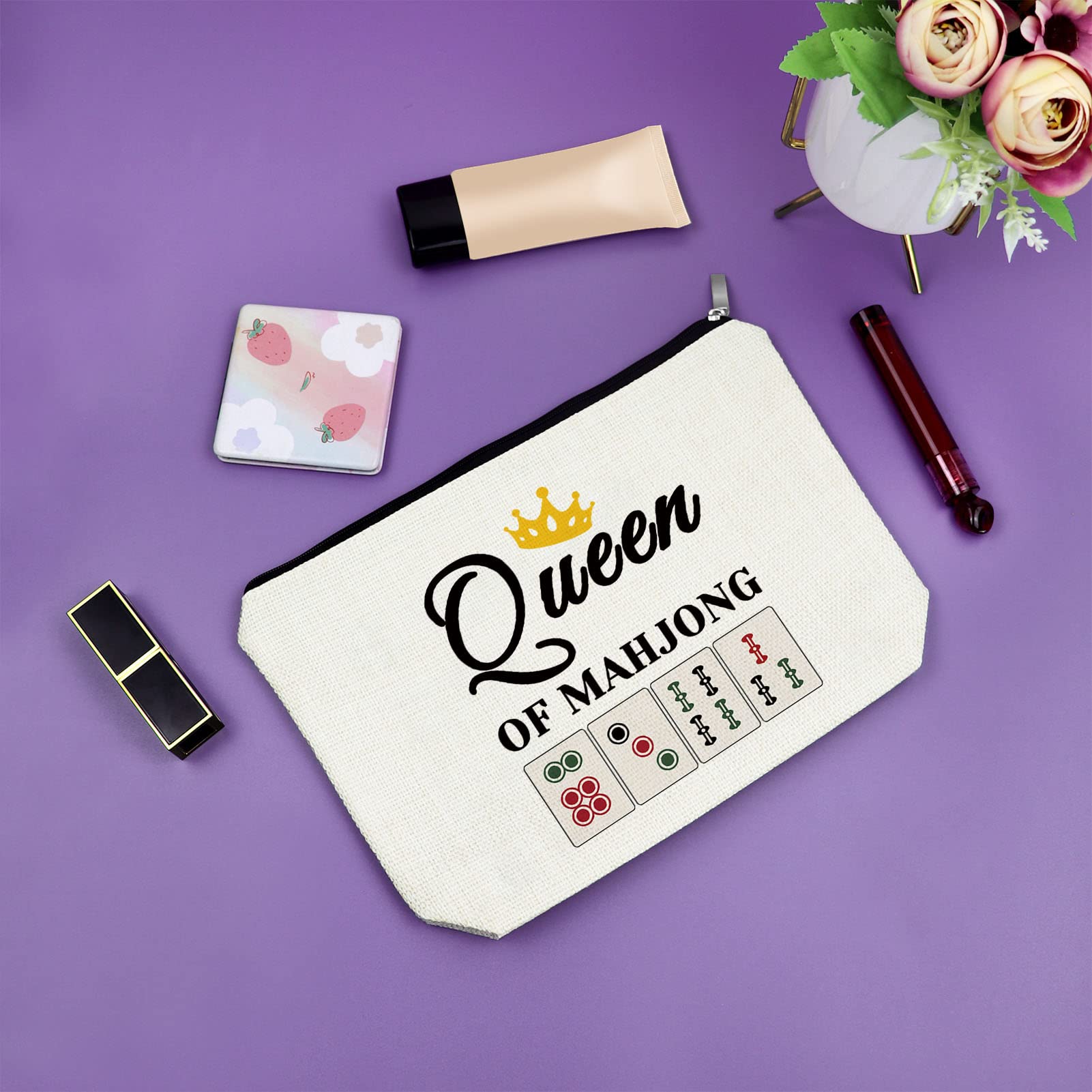 Foto 8 pulgar | Bolsa De Maquillaje Sazuwu Mahjong Queen, Regalo Para Mujer Amante Del Mahjong - Venta Internacional.