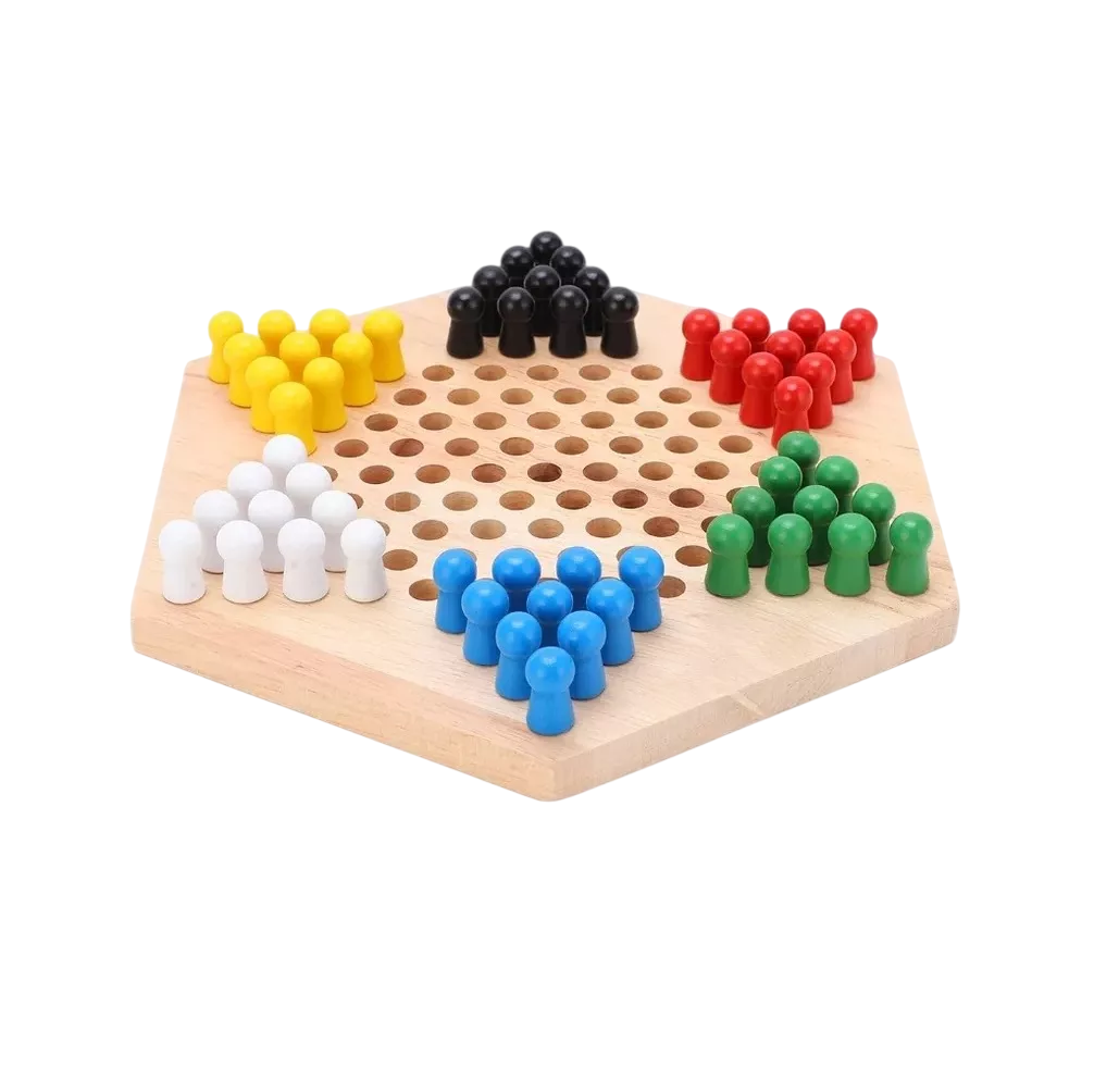 Foto 1 | Damas China Game Artesanal de Madera Grande con 60 Piezas Multicolores