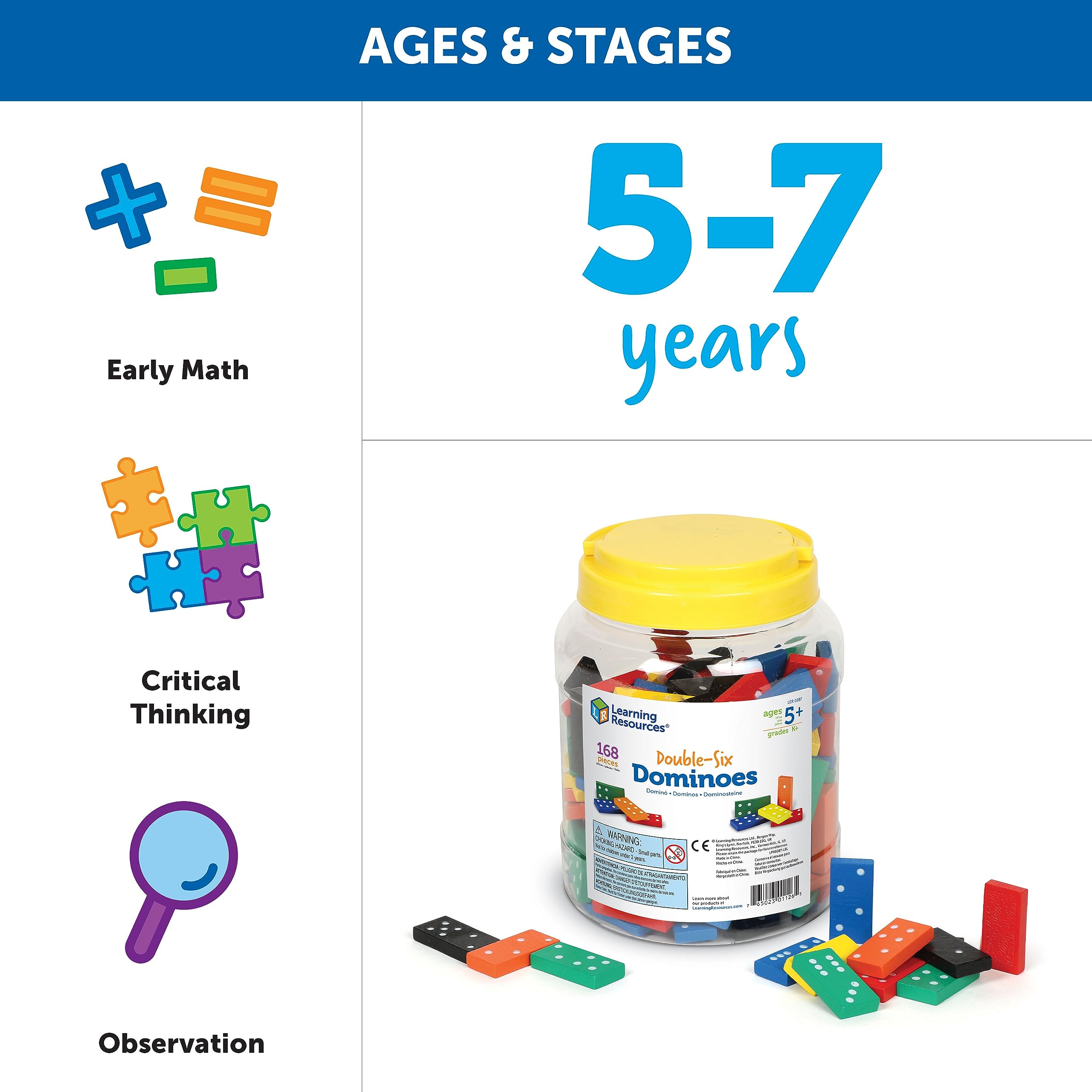 Foto 6 pulgar | Dominoes Learning Resources Double-six 168 Piezas Para Mayores De 5 Años - Venta Internacional.