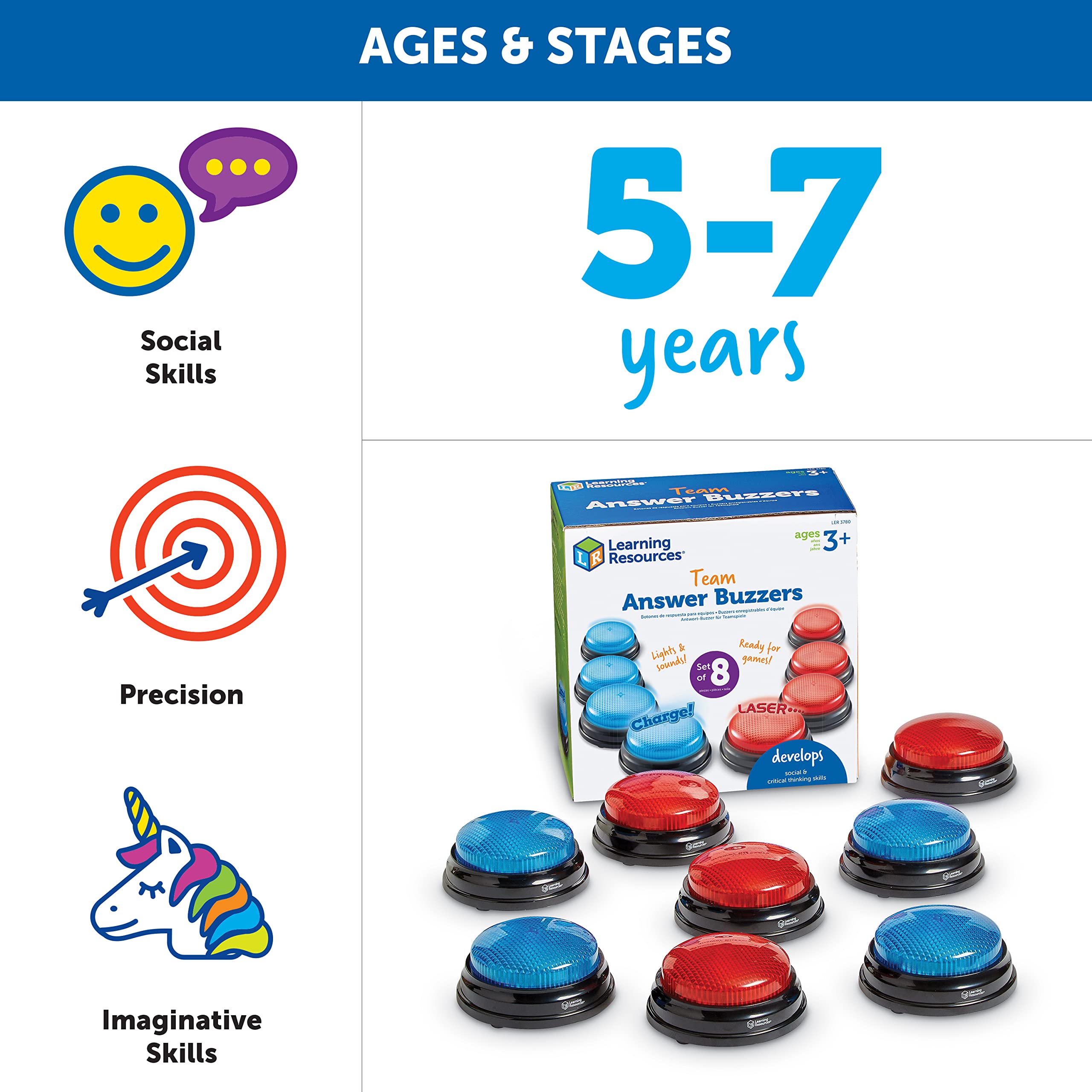 Foto 6 pulgar | Juego De Respuestas Del Equipo De Recursos De Aprendizaje De Buzzers Para 8 Niños Mayores De 3 Años - Venta Internac