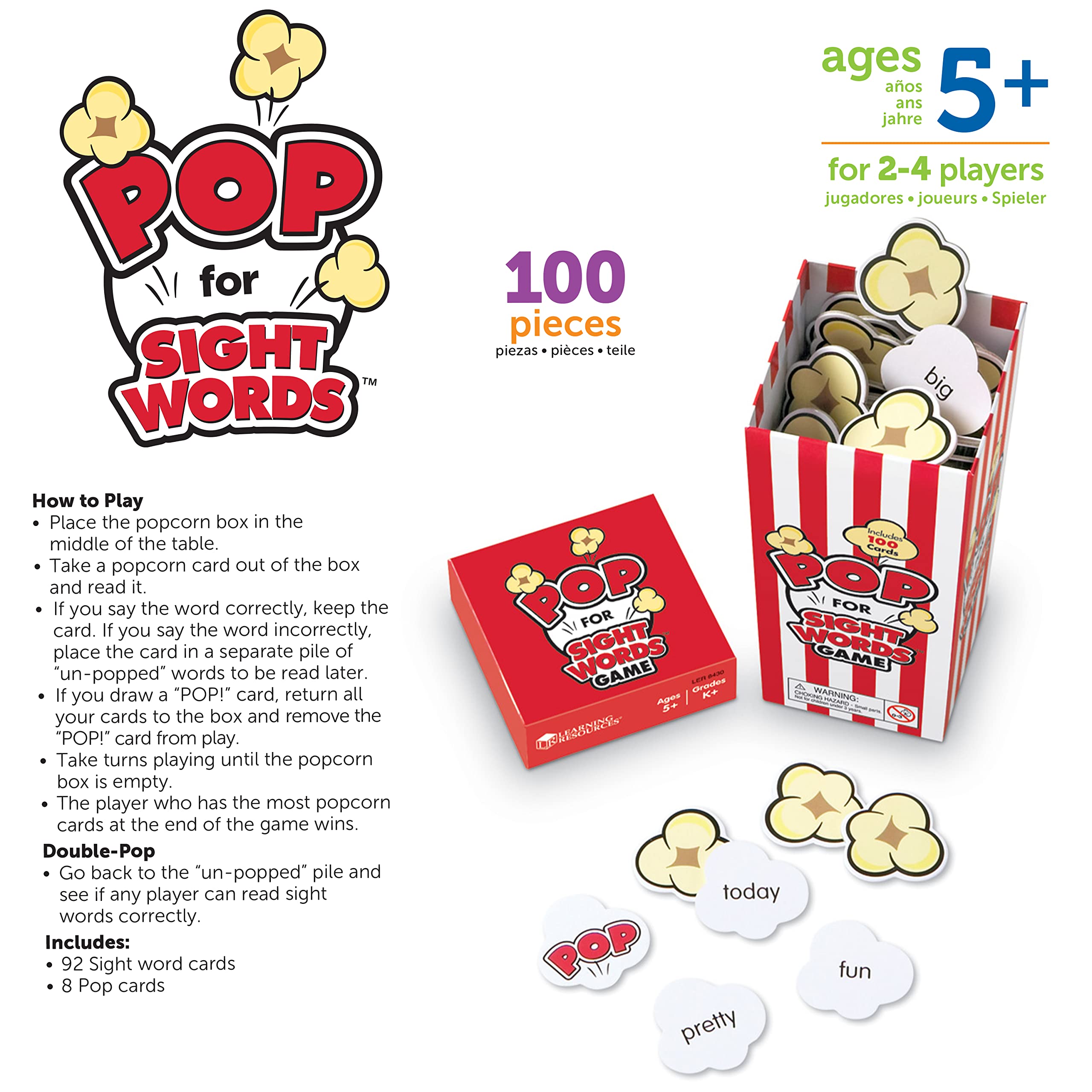 Foto 7 pulgar | Game Learning Resources Pop For Sight Words, 92 Tarjetas Para Mayores De 5 Años - Venta Internacional.
