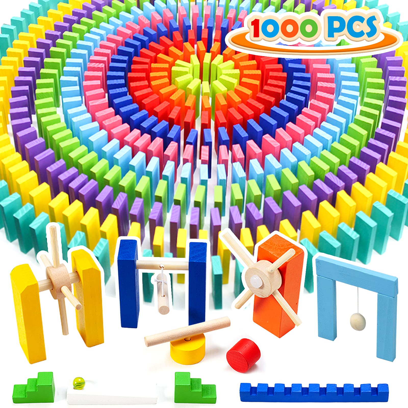 Foto 2 pulgar | Juego De Dominó Wood City 1000 Piezas Para Niños Con 20 Bloques Adicionales - Venta Internacional.