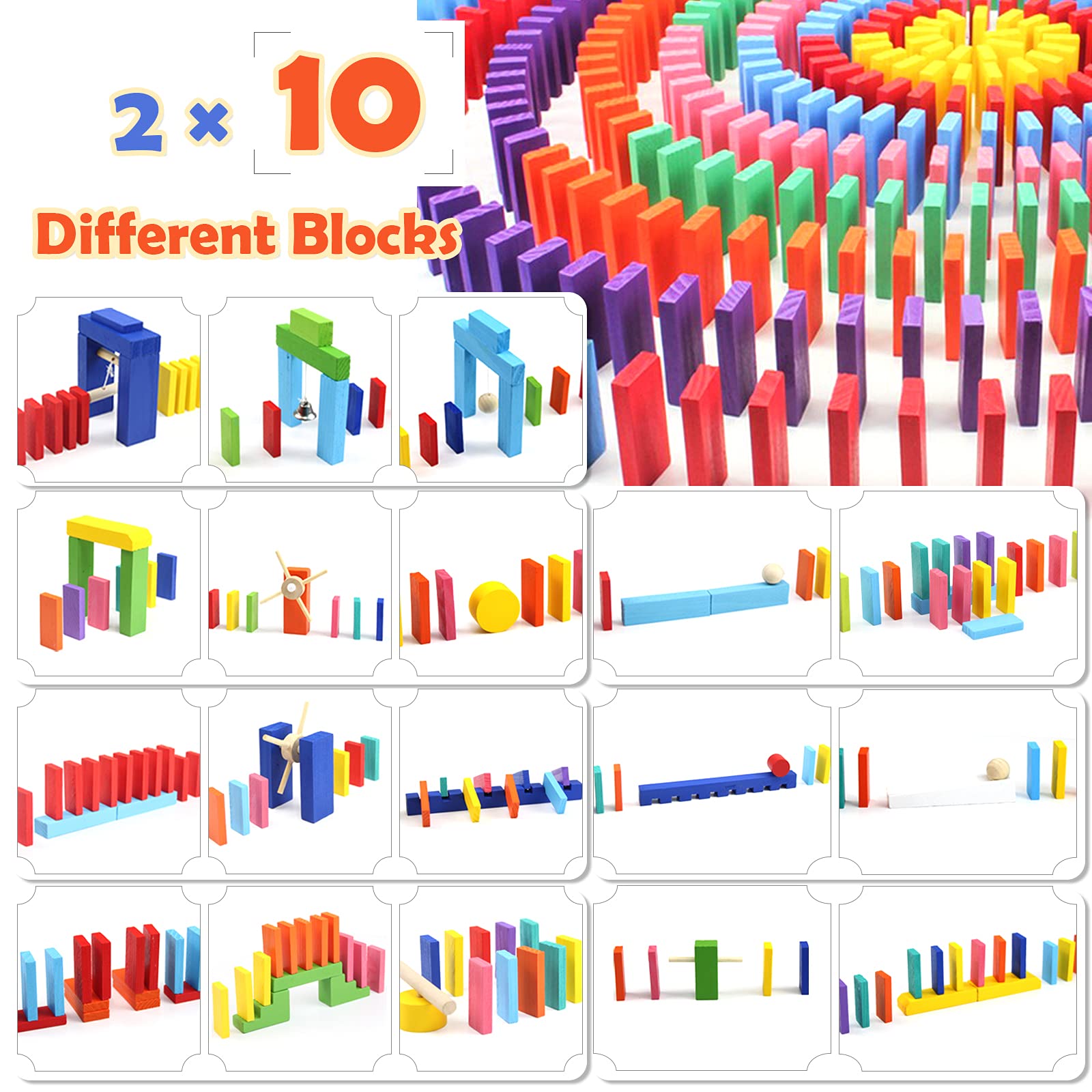 Foto 4 pulgar | Juego De Dominó Wood City 1000 Piezas Para Niños Con 20 Bloques Adicionales - Venta Internacional.