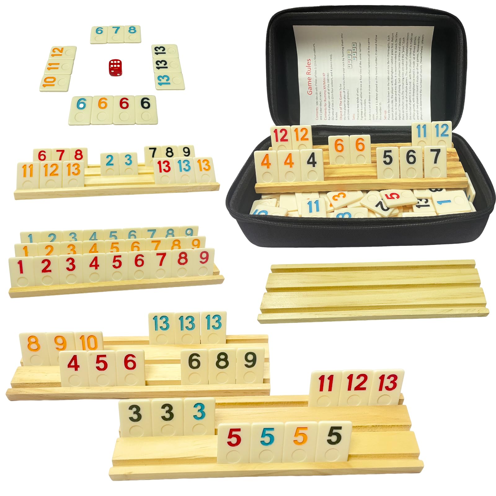 Juego De Mesa Rummy Cube Soopotay, 160 Fichas Con 6 Estantes Y Funda - Venta Internacional.