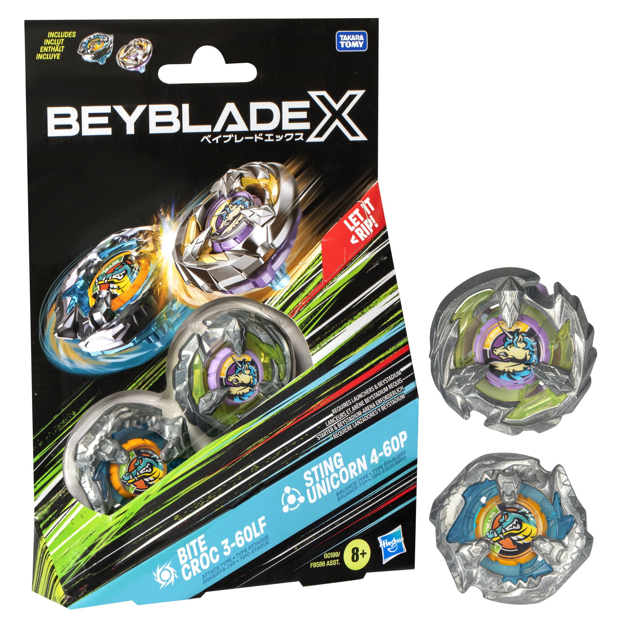 Foto 1 | Paquete Doble Beyblade Top Hasbro X Bite Croc 3-60lf Y Sting Unicorn 4-60p - Venta Internacional.