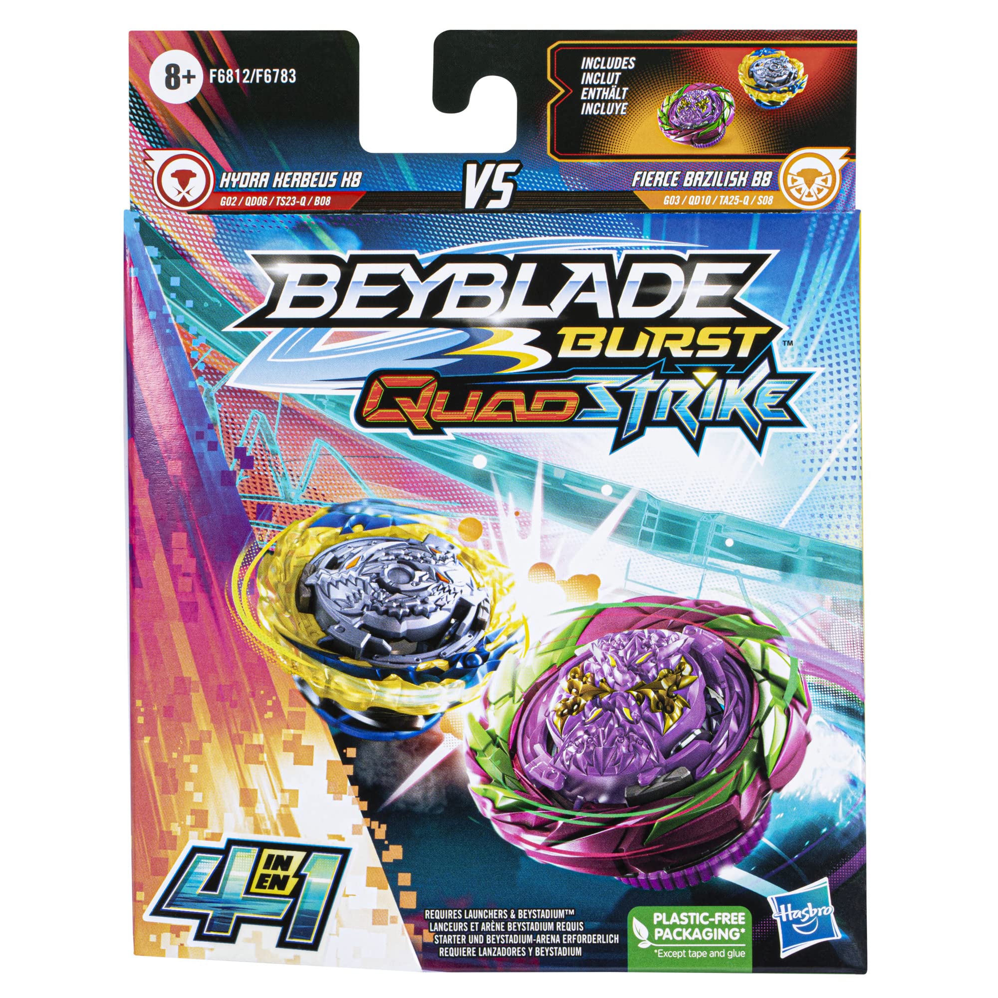 Foto 4 pulgar | Peonza Beyblade Burst, Quadstrike Fierce Bazilisk B8 E Hydra Kerbeus K8 - Venta Internacional.