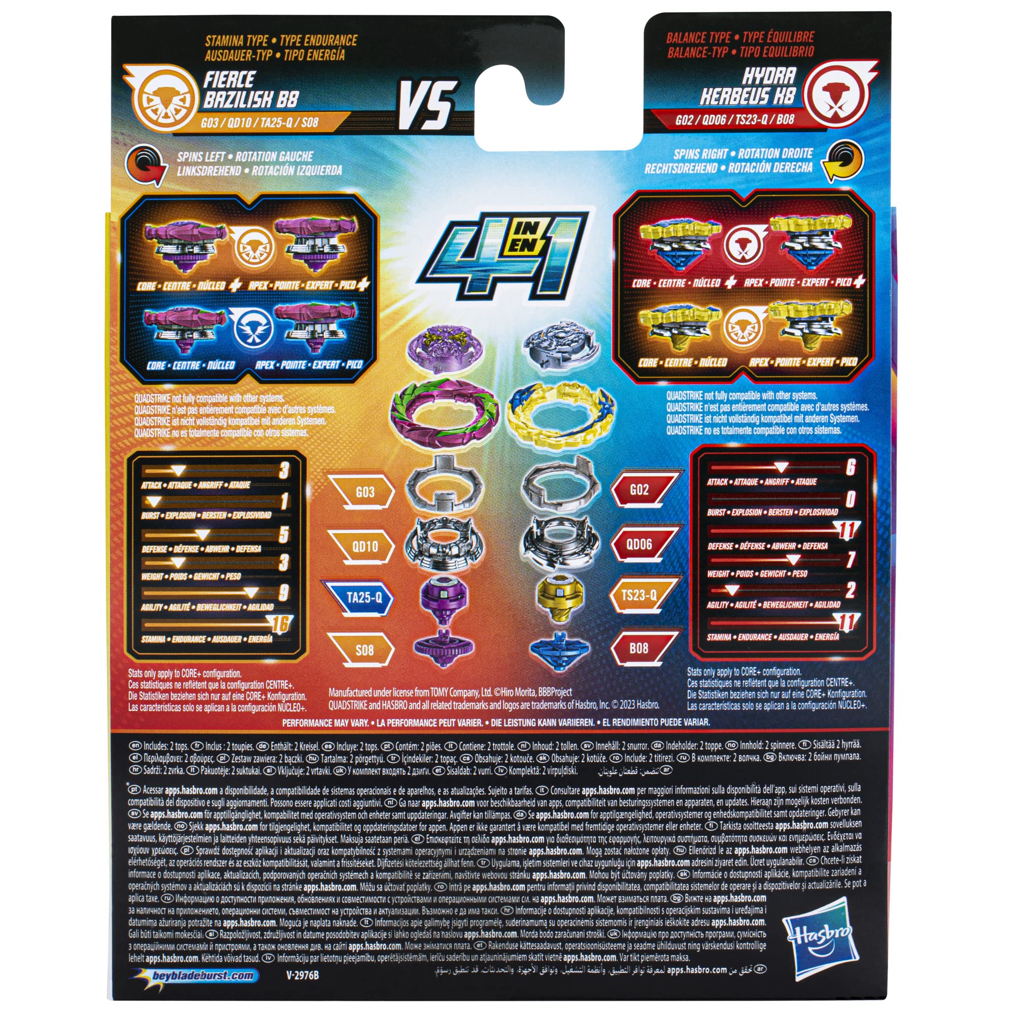 Foto 5 pulgar | Peonza Beyblade Burst, Quadstrike Fierce Bazilisk B8 E Hydra Kerbeus K8 - Venta Internacional.