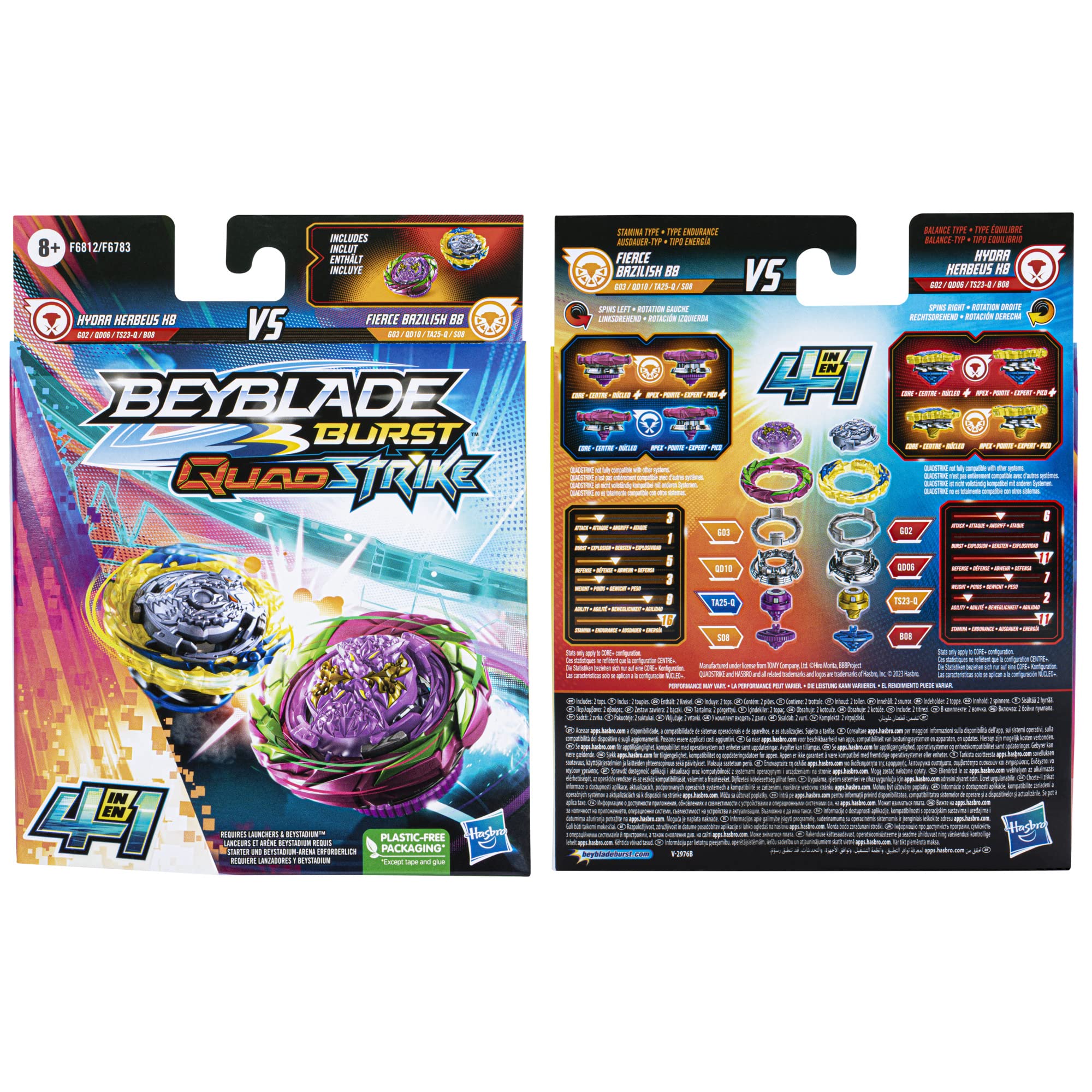 Foto 6 pulgar | Peonza Beyblade Burst, Quadstrike Fierce Bazilisk B8 E Hydra Kerbeus K8 - Venta Internacional.