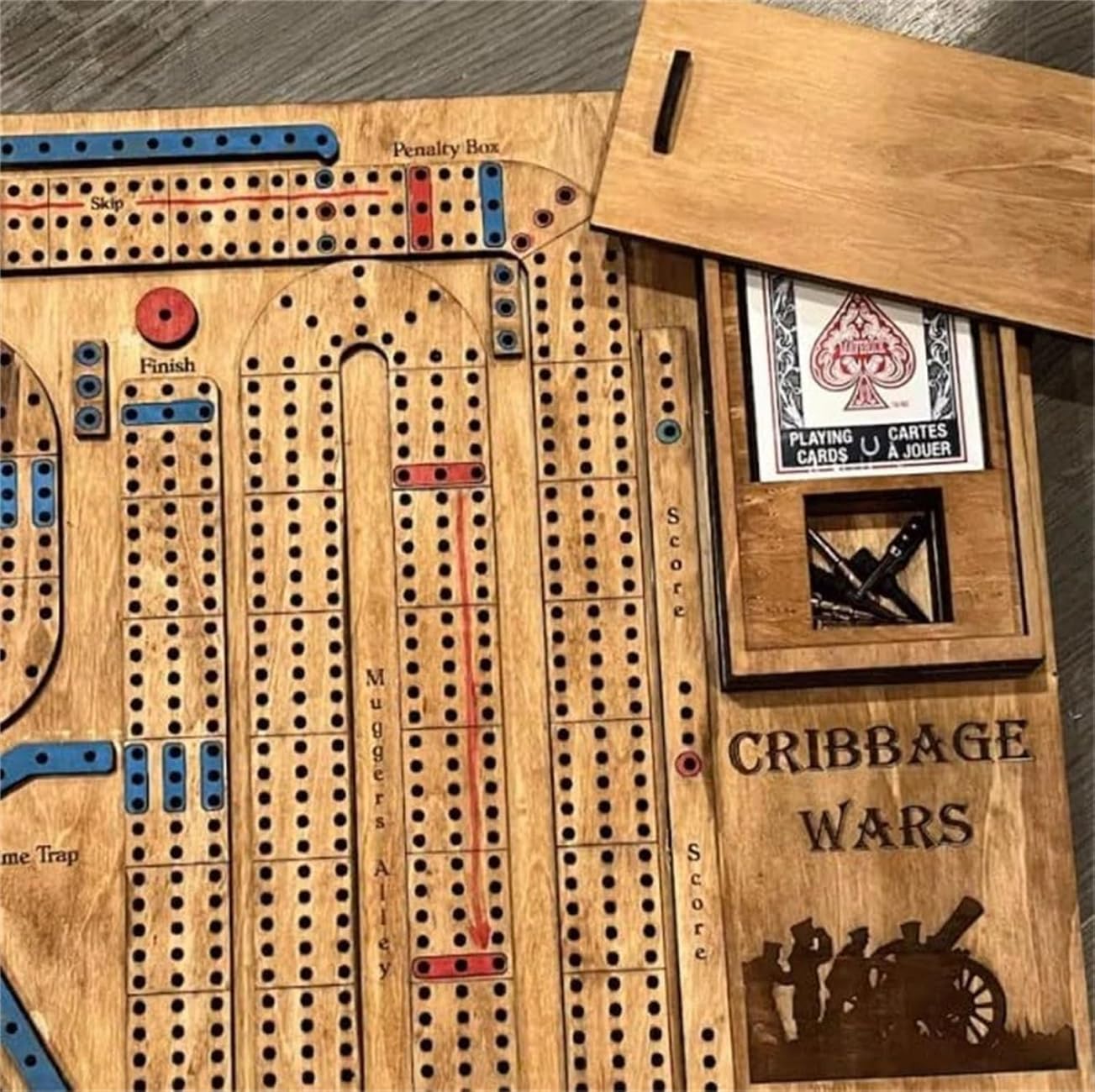 Foto 7 pulgar | Juego De Mesa Cribbage Wars, Grande, De Madera, Con Almacenamiento, Juego Familiar - Venta Internacional.