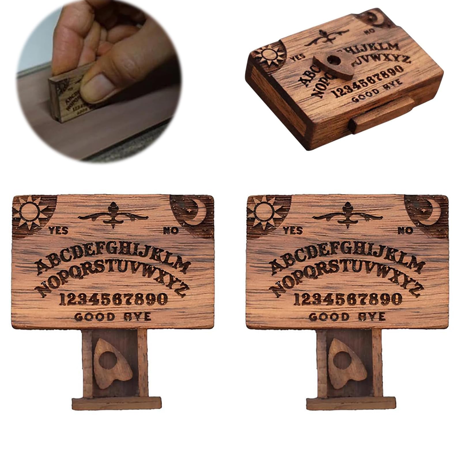 Foto 2 pulgar | Pizarra En Miniatura Con Cajón Para Ouija, Madera, Color Marrón - Venta Internacional.