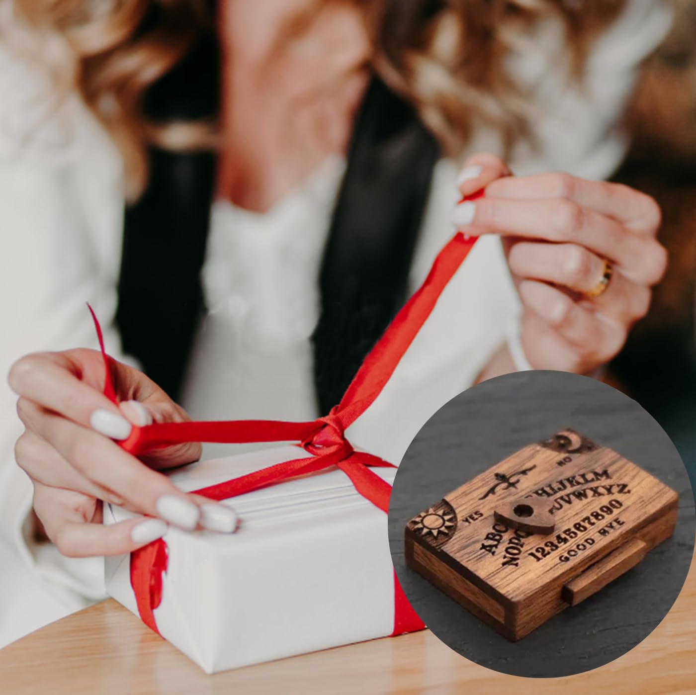 Foto 2 | Pizarra En Miniatura Con Cajón Para Ouija, Madera, Color Marrón - Venta Internacional.