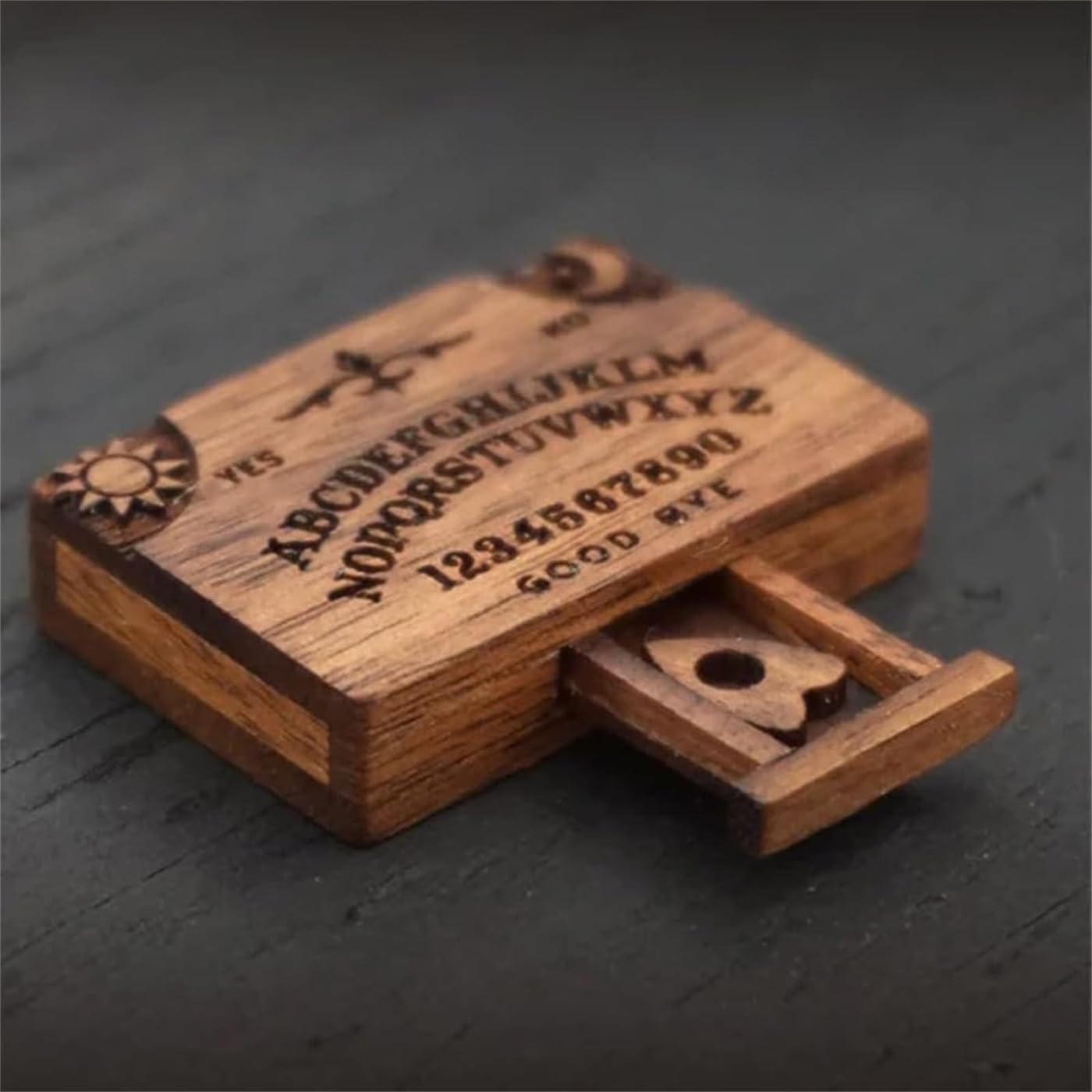 Foto 6 pulgar | Pizarra En Miniatura Con Cajón Para Ouija, Madera, Color Marrón - Venta Internacional.
