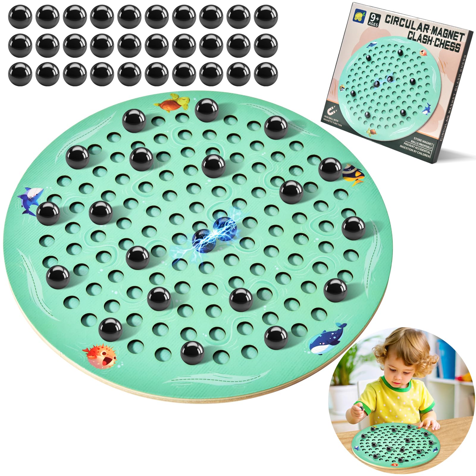 Foto 2 pulgar | Juego De Ajedrez Magnético, Tablero De Ajedrez De Madera Con 30 Bolas Magnéticas - Venta Internacional.