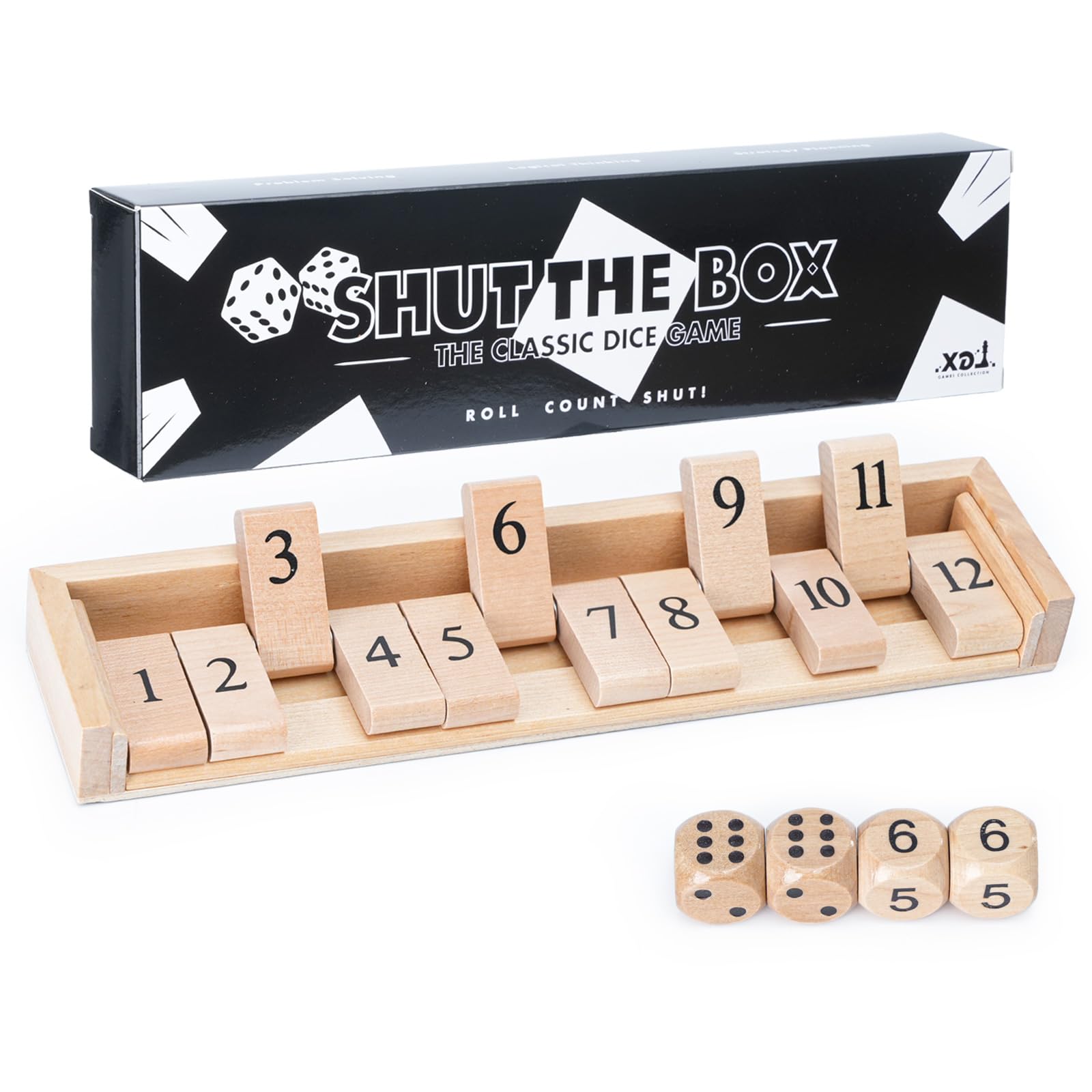 Foto 2 pulgar | Juego De Dados, Juego De Mesa Shut The Box, Tamaño Viaje, Madera - Venta Internacional.