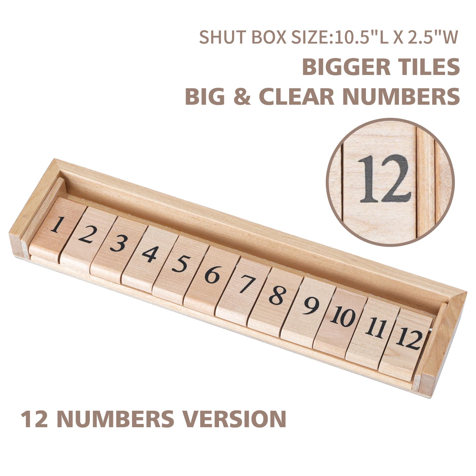 Foto 5 pulgar | Juego De Dados, Juego De Mesa Shut The Box, Tamaño Viaje, Madera - Venta Internacional.