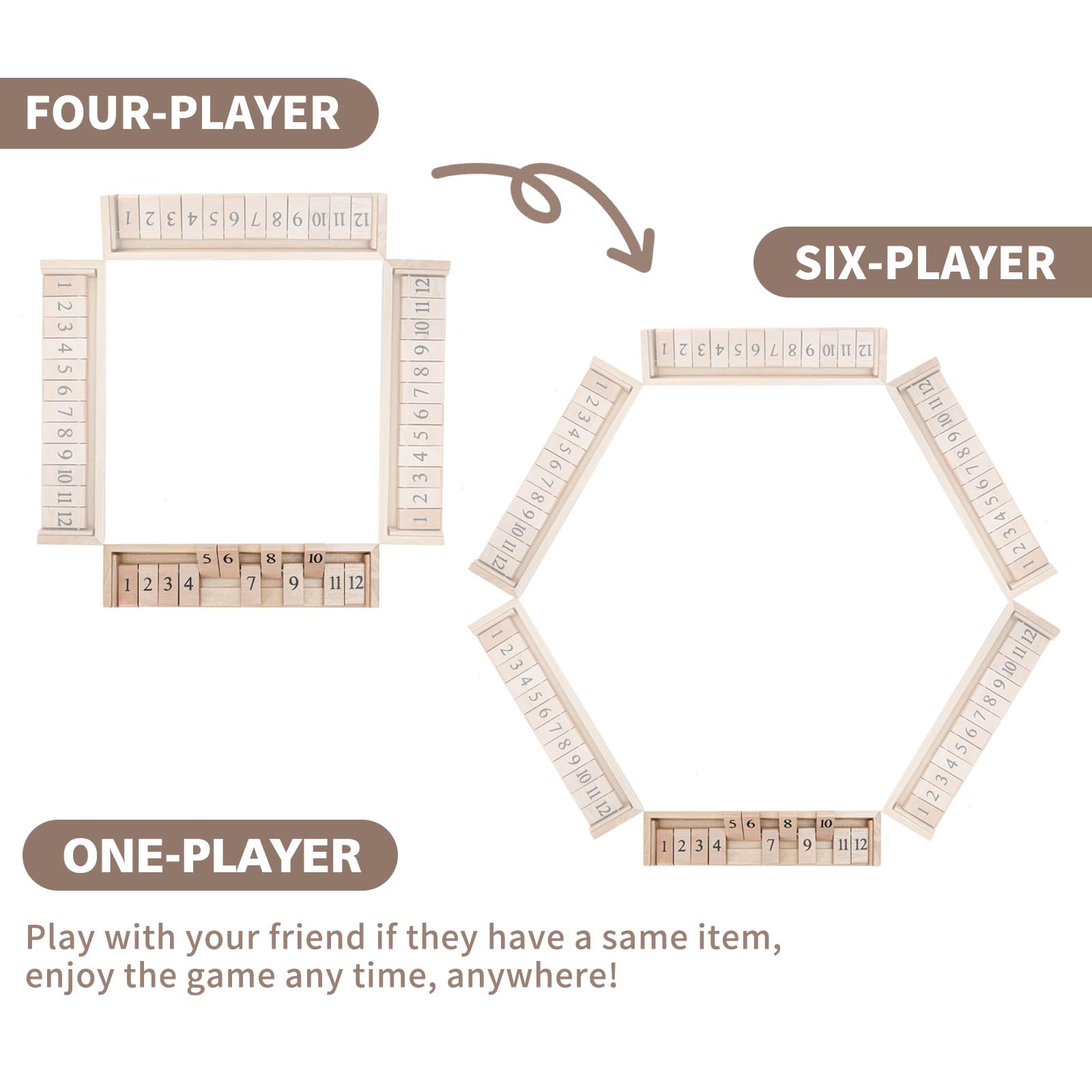Foto 7 | Juego De Dados, Juego De Mesa Shut The Box, Tamaño Viaje, Madera - Venta Internacional.