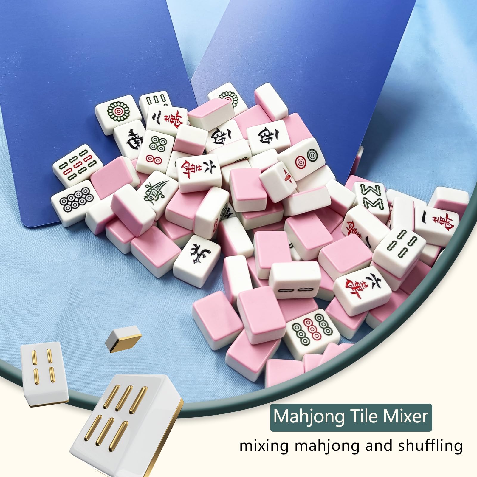 Foto 4 pulgar | Mezclador De Azulejos Mahjong De Plástico, Azul, 4 Unidades - Venta Internacional.