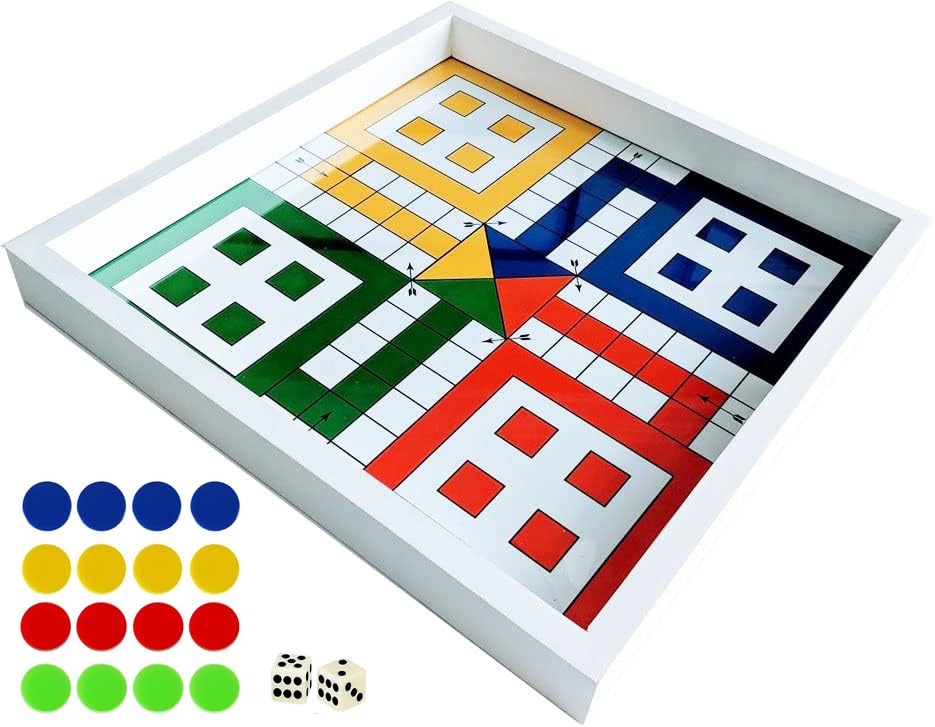 Foto 4 pulgar | Juego De Mesa De Ludo Con Tapa De Cristal, 16 Fichas Y 2 Dados - Venta Internacional.