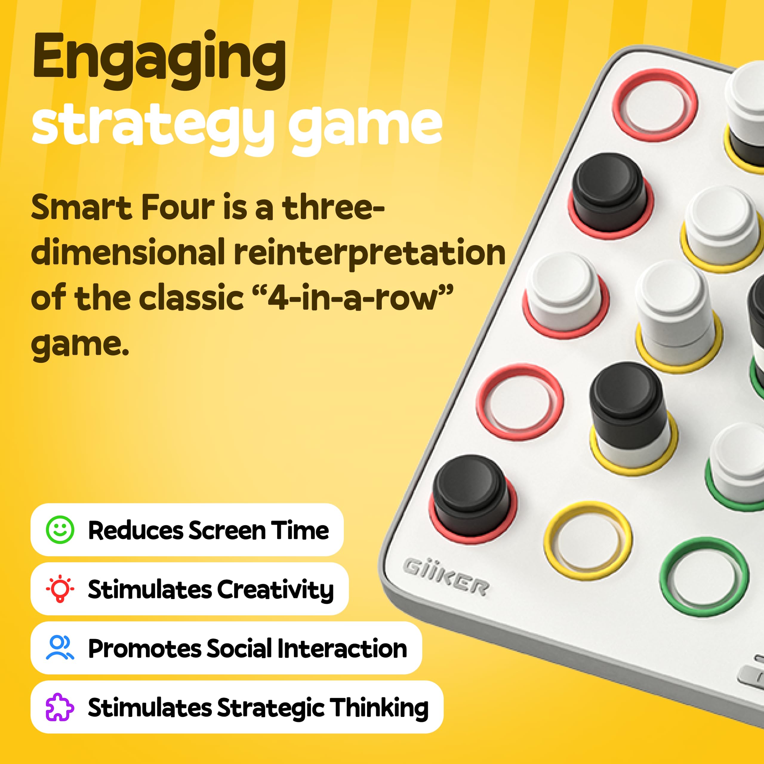 Foto 2 | Juego De Mesa De Estrategia Giiker Smart Four 3d Ai 1-2 Jugadores 6+ - Venta Internacional.
