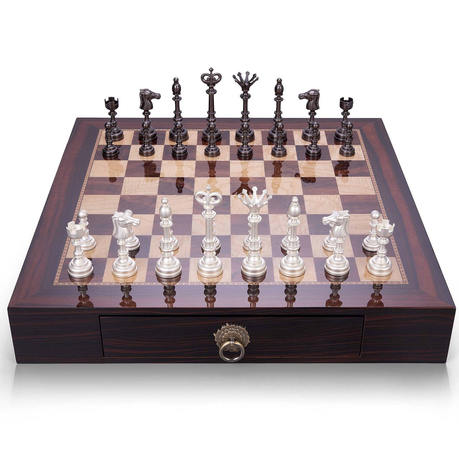 Foto 1 | Juego De Ajedrez Amerous De Madera De 20 Pulgadas Con Piezas De Ajedrez De Metal - Venta Internacional.
