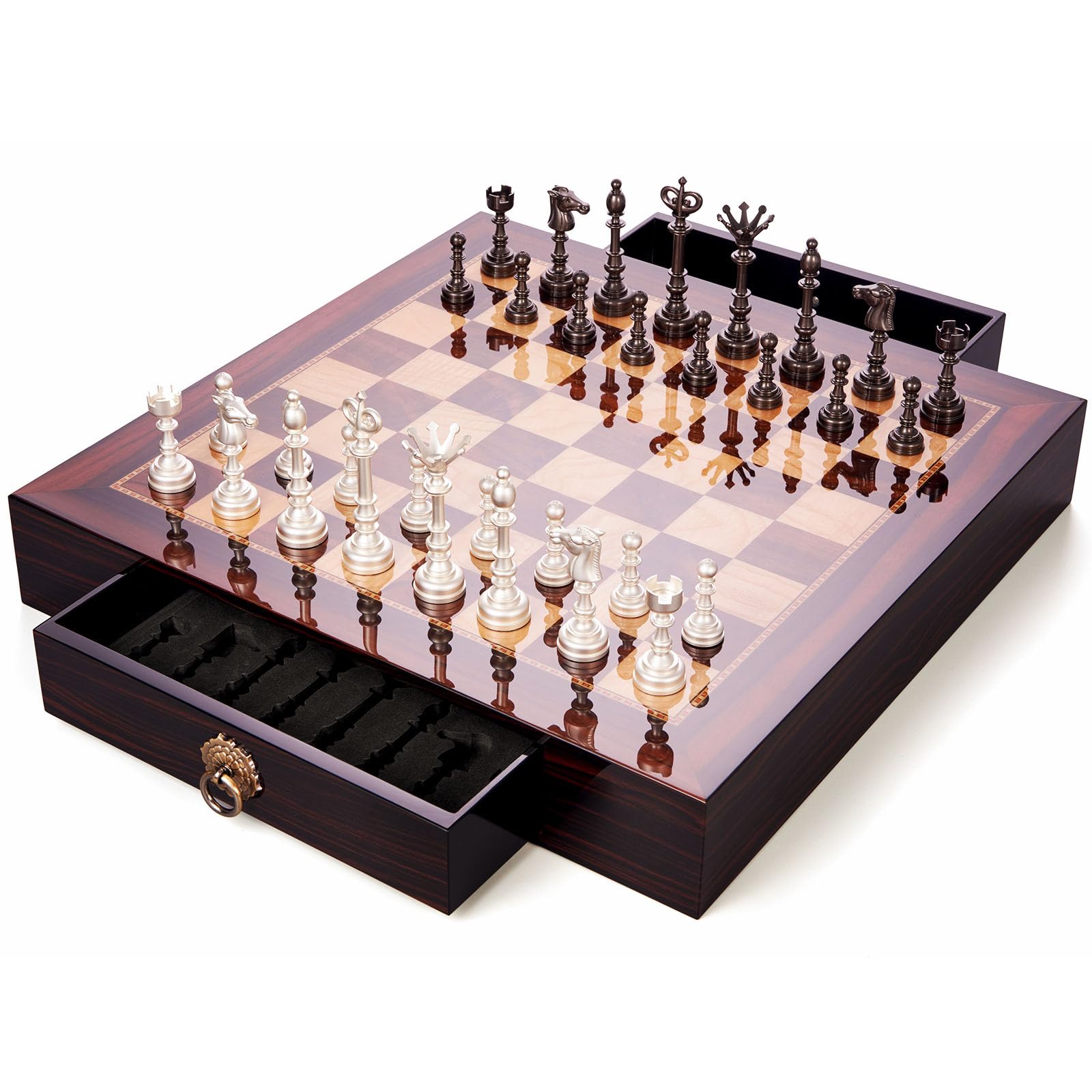 Foto 2 | Juego De Ajedrez Amerous De Madera De 20 Pulgadas Con Piezas De Ajedrez De Metal - Venta Internacional.