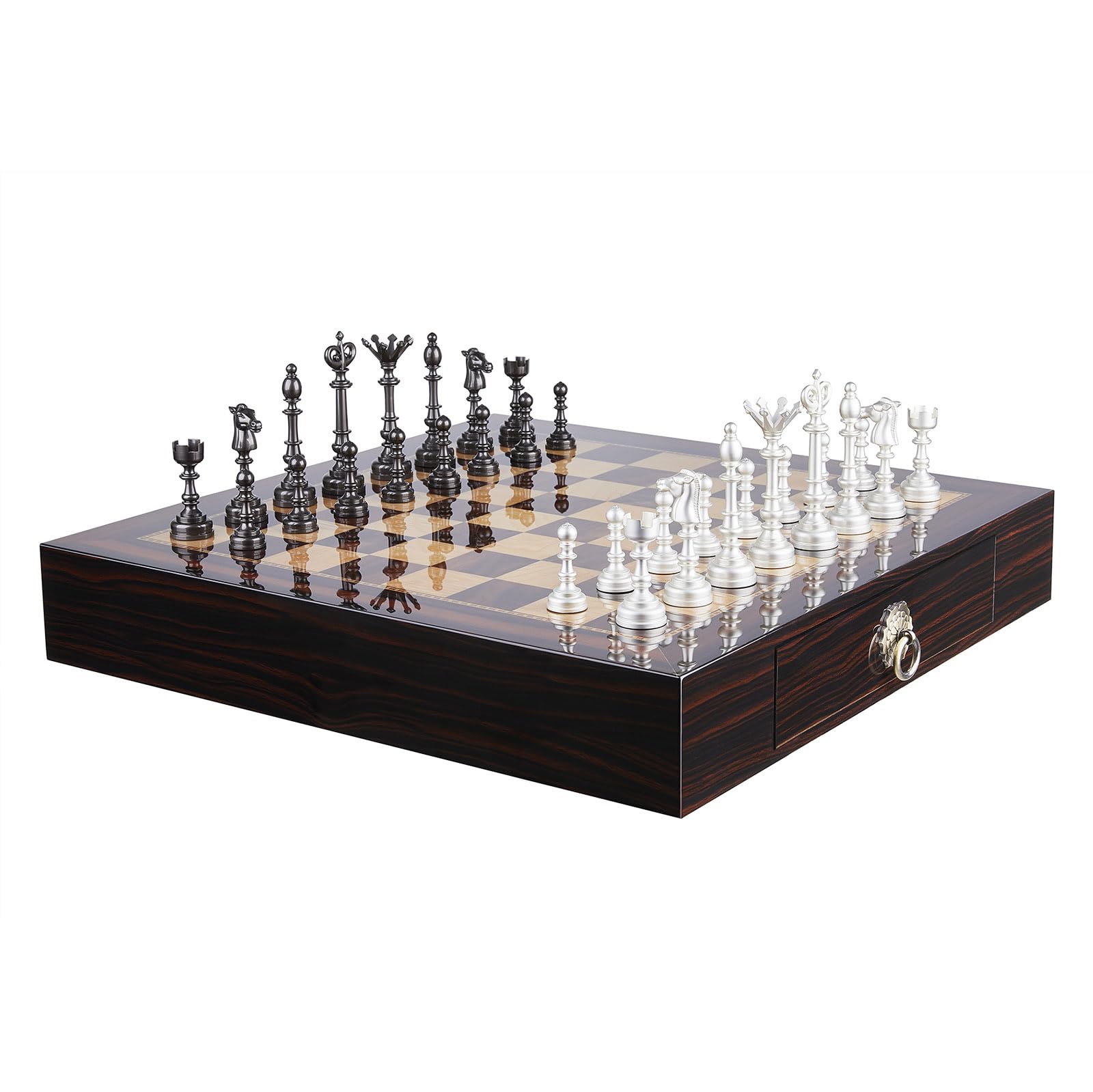 Foto 4 pulgar | Juego De Ajedrez Amerous De Madera De 20 Pulgadas Con Piezas De Ajedrez De Metal - Venta Internacional.
