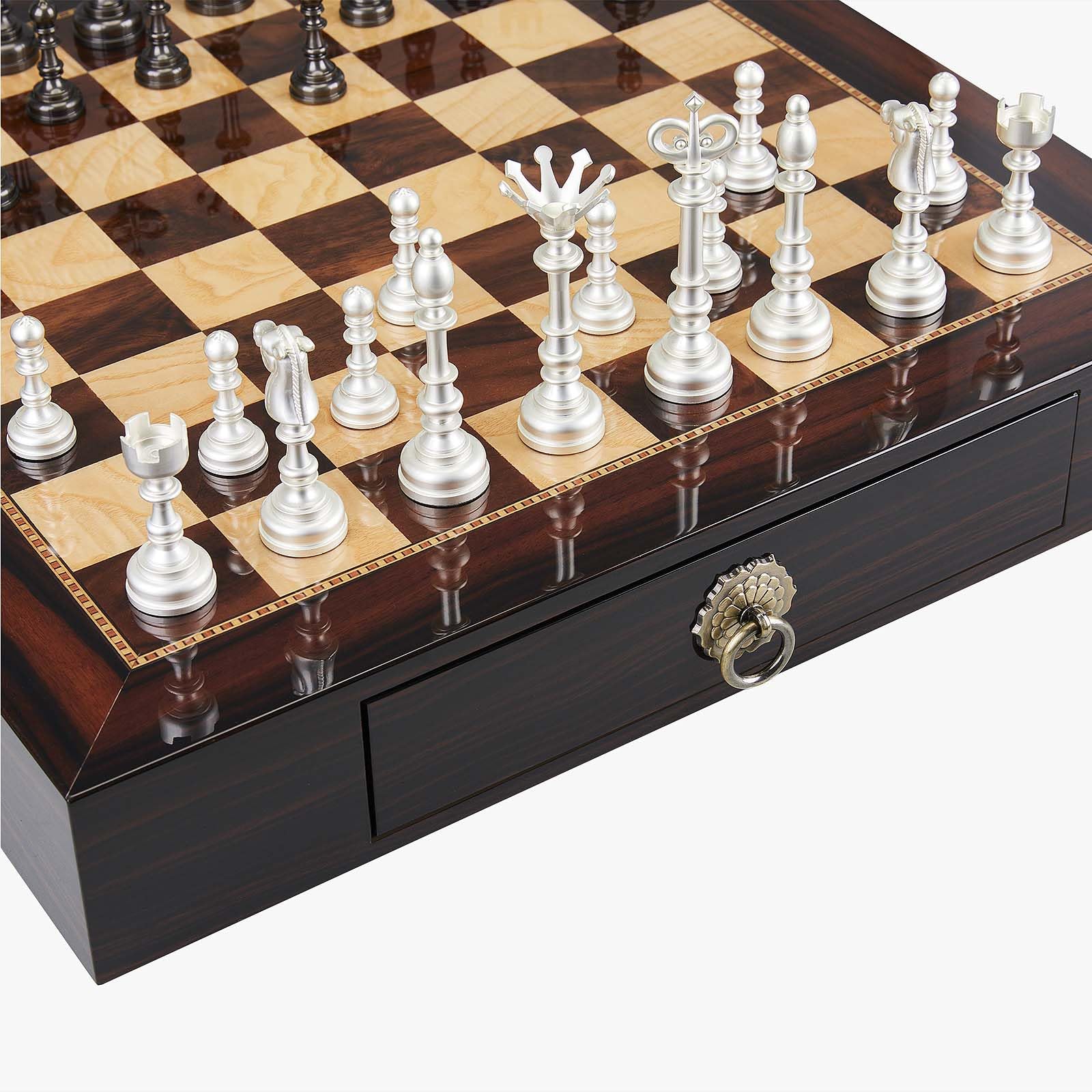 Foto 5 | Juego De Ajedrez Amerous De Madera De 20 Pulgadas Con Piezas De Ajedrez De Metal - Venta Internacional.