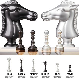 Foto 7 | Juego De Ajedrez Amerous De Madera De 20 Pulgadas Con Piezas De Ajedrez De Metal - Venta Internacional.