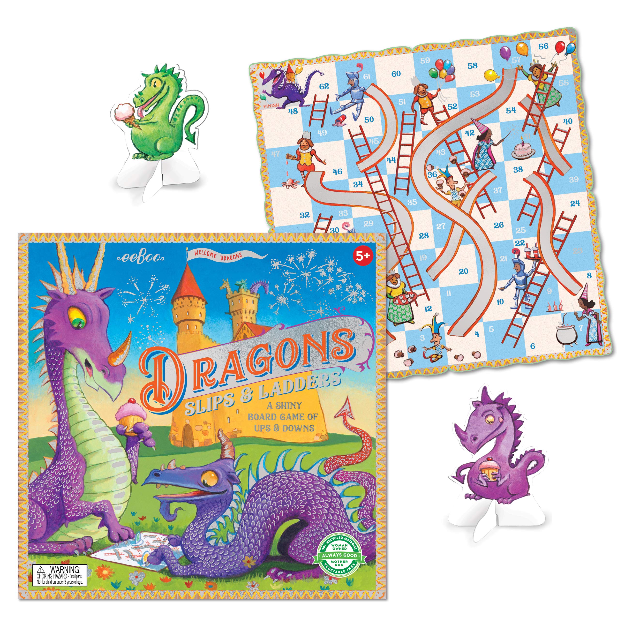 Foto 3 pulgar | Juego De Mesa Eeboo Dragons Slips & Ladders Kids 5+ Years - Venta Internacional.