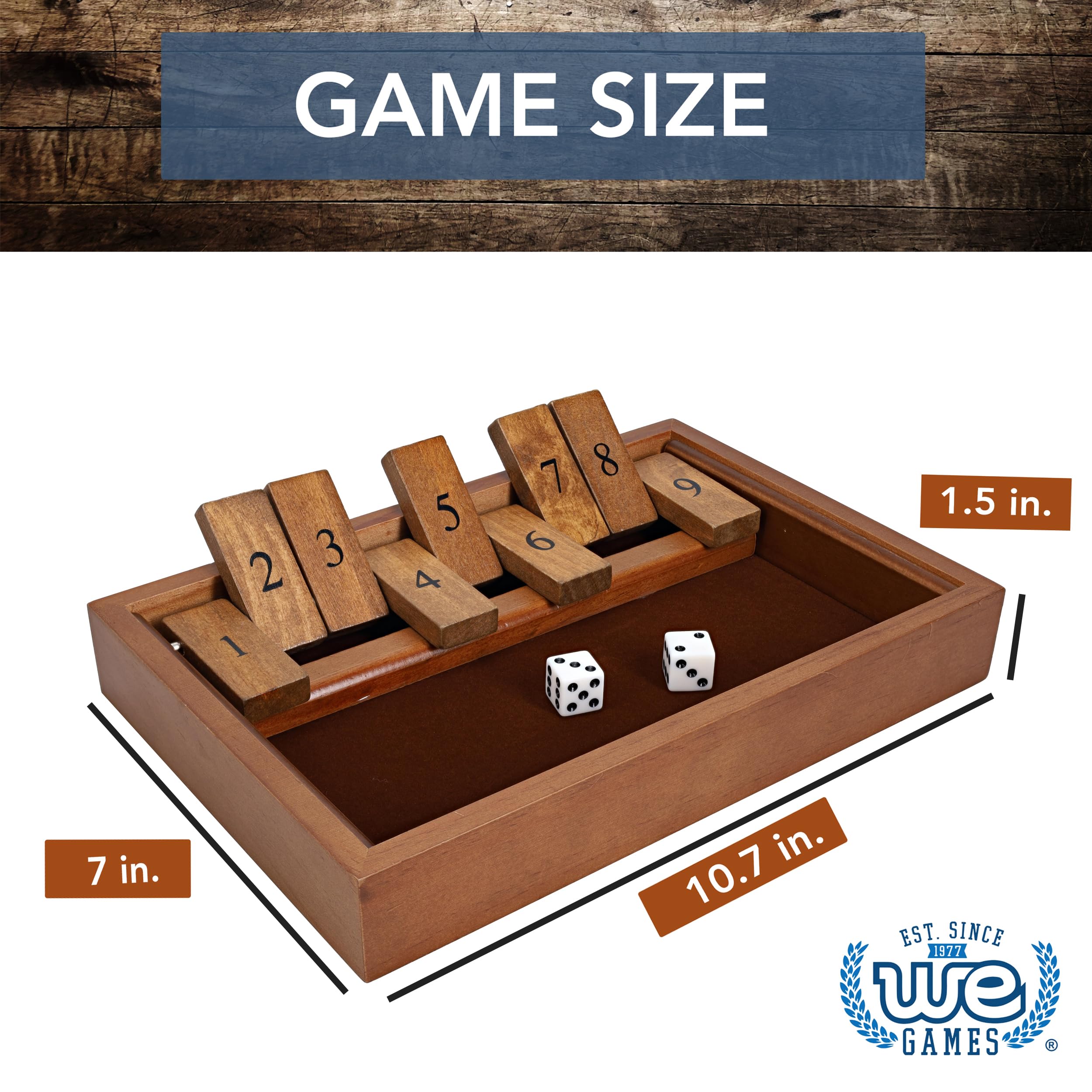 Foto 4 pulgar | Juego De Mesa We Games Shut The Box De Madera Con 9 Números - Venta Internacional.
