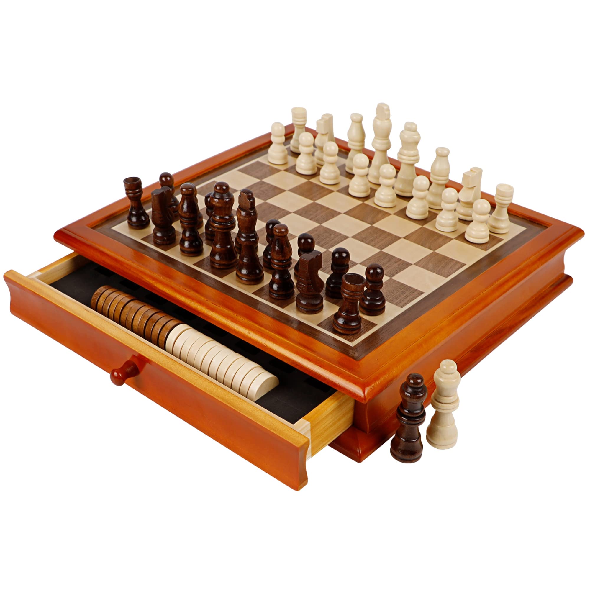 Foto 2 pulgar | Juego De Ajedrez Y Damas Juegoal De Madera De 30 Cm Con Cajón De Almacenamiento - Venta Internacional.