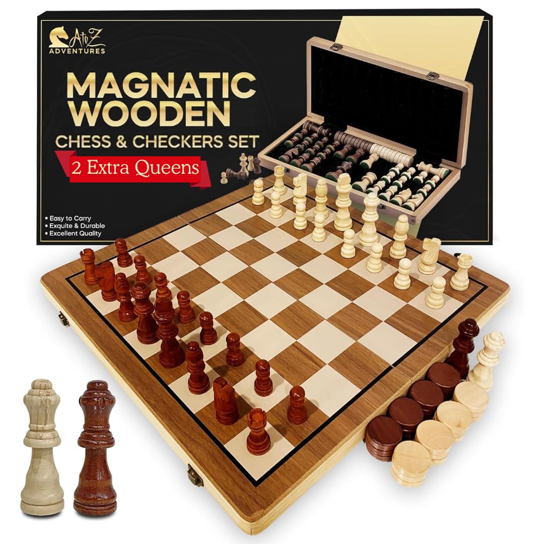 Juego De Ajedrez Y Damas, Plegable, De Madera, 2 En 1, 15 Cm - Venta Internacional.