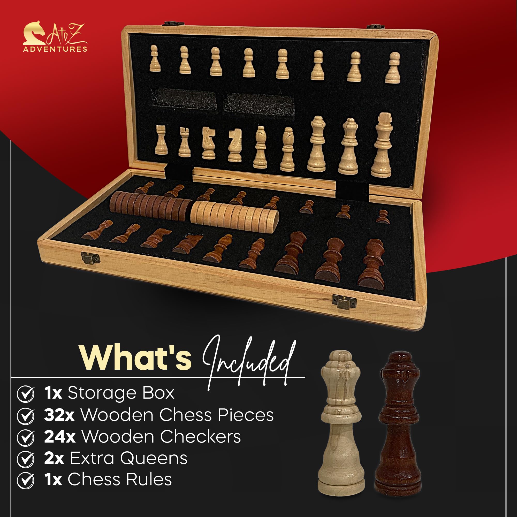 Foto 4 | Juego De Ajedrez Y Damas, Plegable, De Madera, 2 En 1, 15 Cm - Venta Internacional.