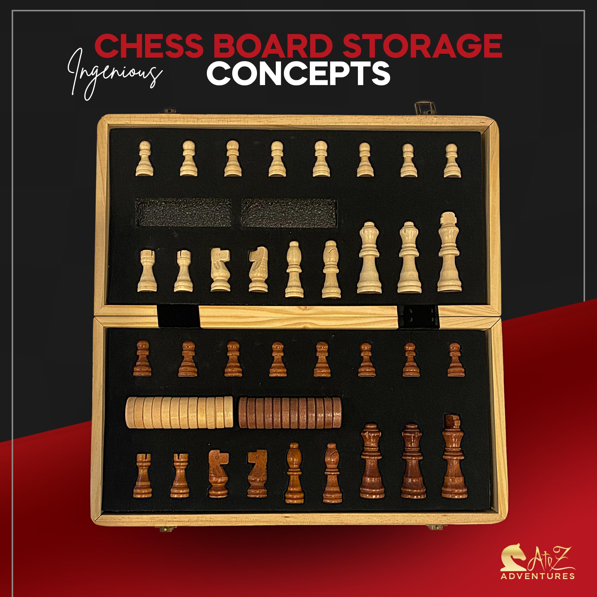 Foto 7 | Juego De Ajedrez Y Damas, Plegable, De Madera, 2 En 1, 15 Cm - Venta Internacional.