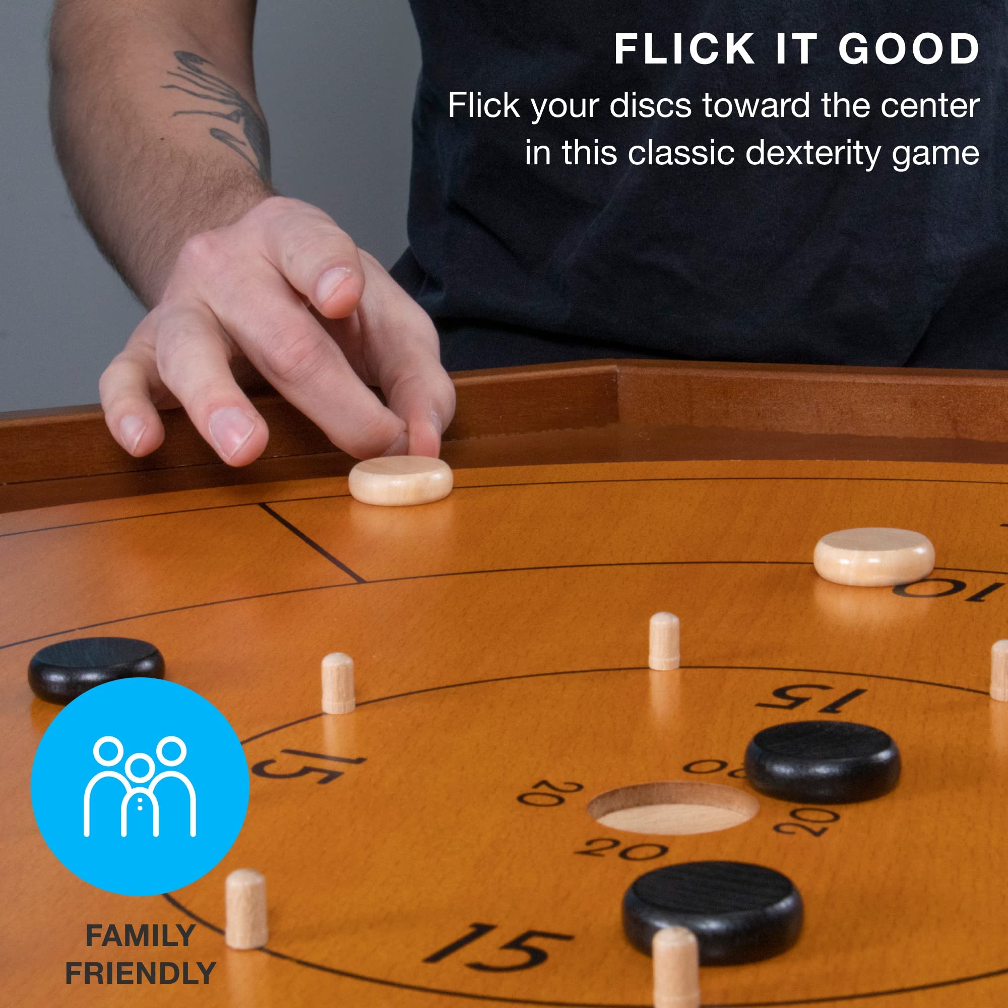 Foto 3 pulgar | Juego De Mesa Tournament Crokinole & Checkers Brybelly 30 Cm - Venta Internacional.