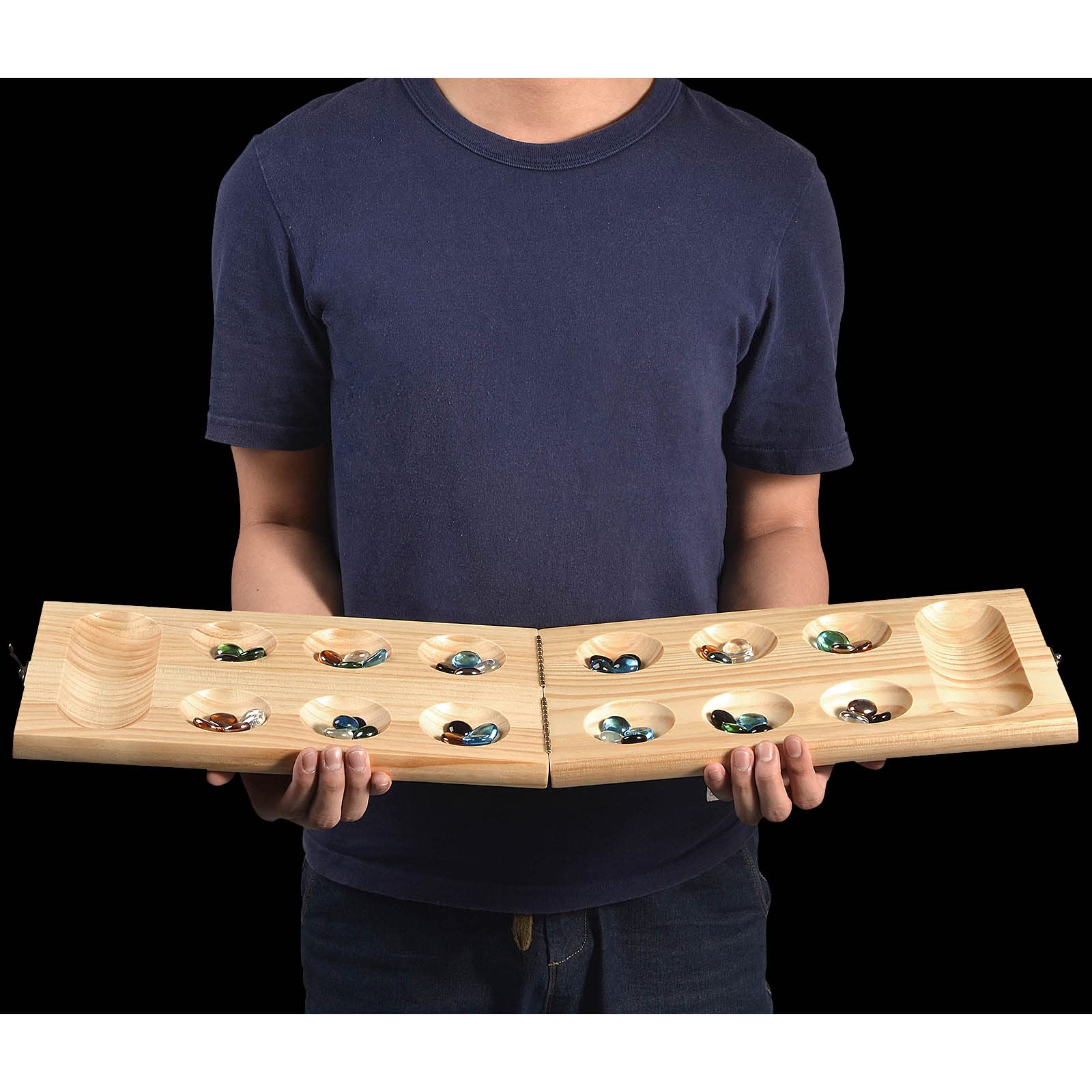 Foto 3 pulgar | Juego De Mesa Amerous Mancala De Madera Con 72+8 Piedras De Cristal - Venta Internacional.