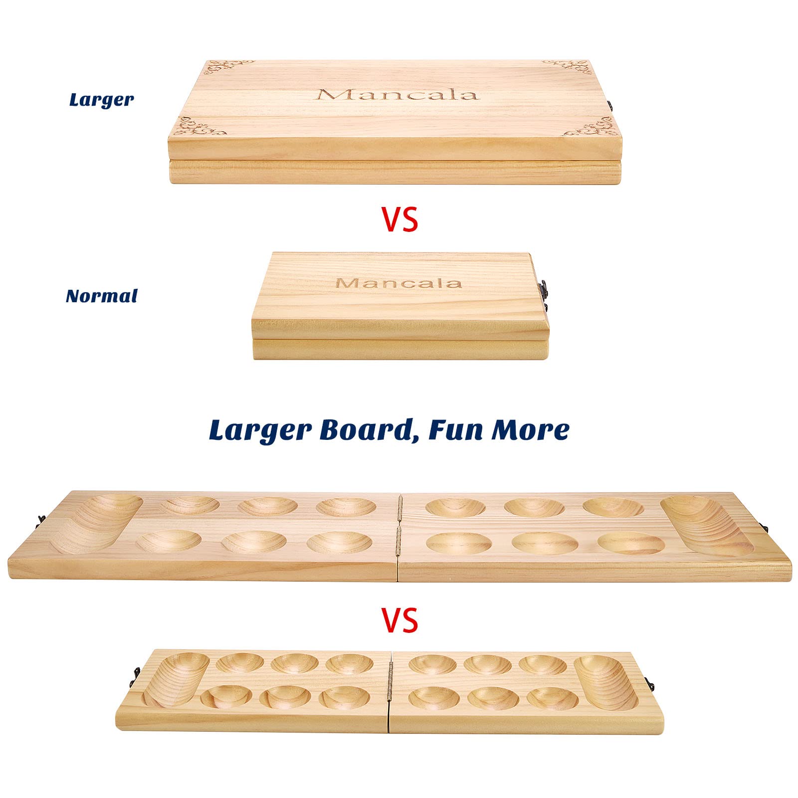 Foto 5 pulgar | Juego De Mesa Amerous Mancala De Madera Con 72+8 Piedras De Cristal - Venta Internacional.
