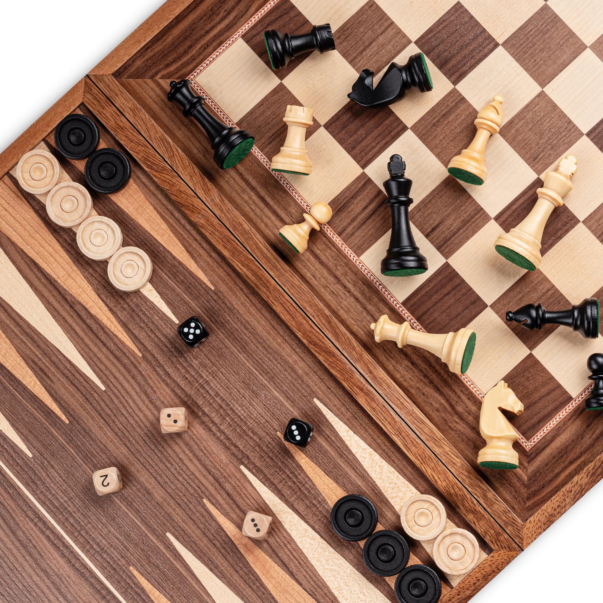 Foto 1 | Juego De Ajedrez De Backgammon A&a Deluxe 3 En 1 De 42 Cm Con Piezas De Ajedrez - Venta Internacional.