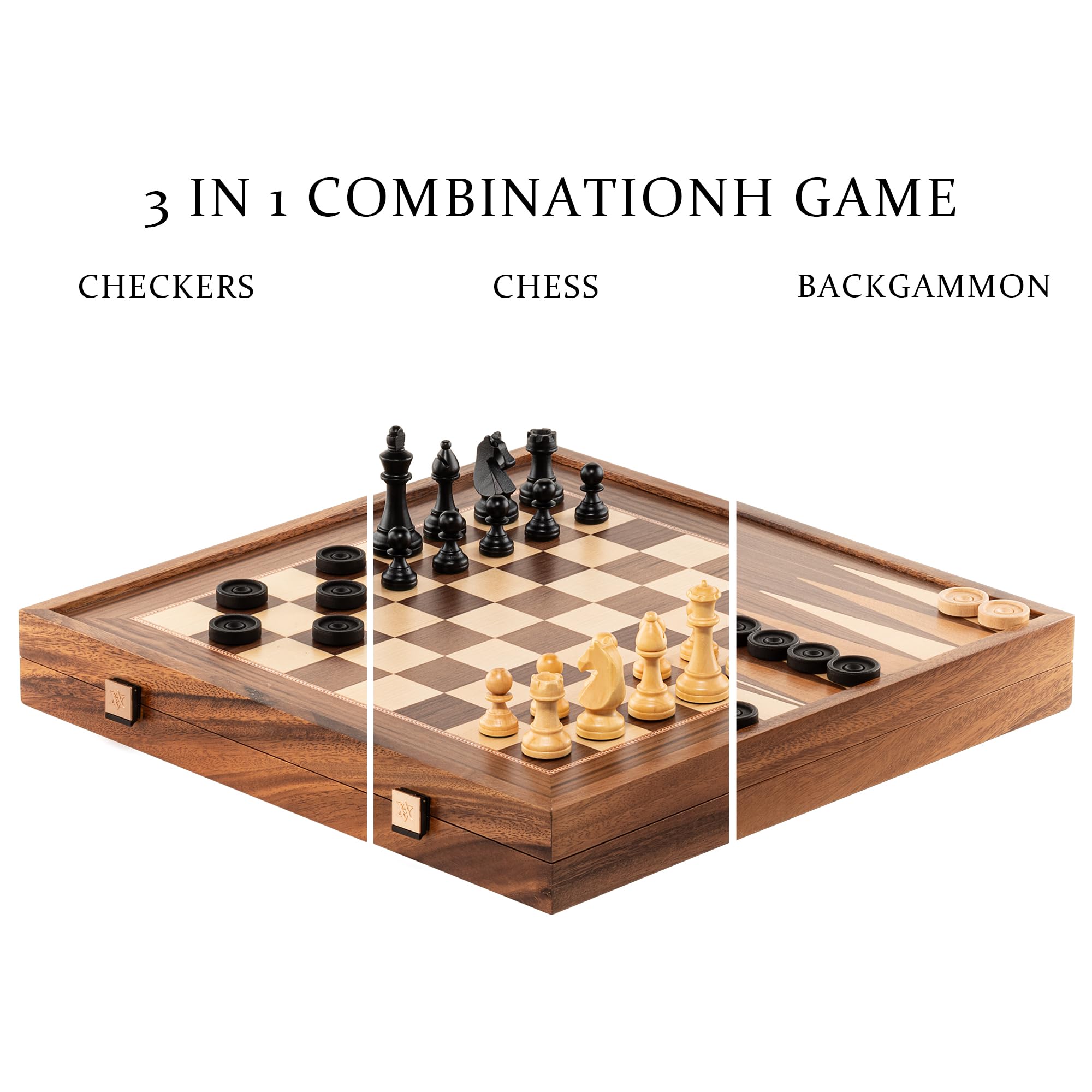 Foto 2 | Juego De Ajedrez De Backgammon A&a Deluxe 3 En 1 De 42 Cm Con Piezas De Ajedrez - Venta Internacional.