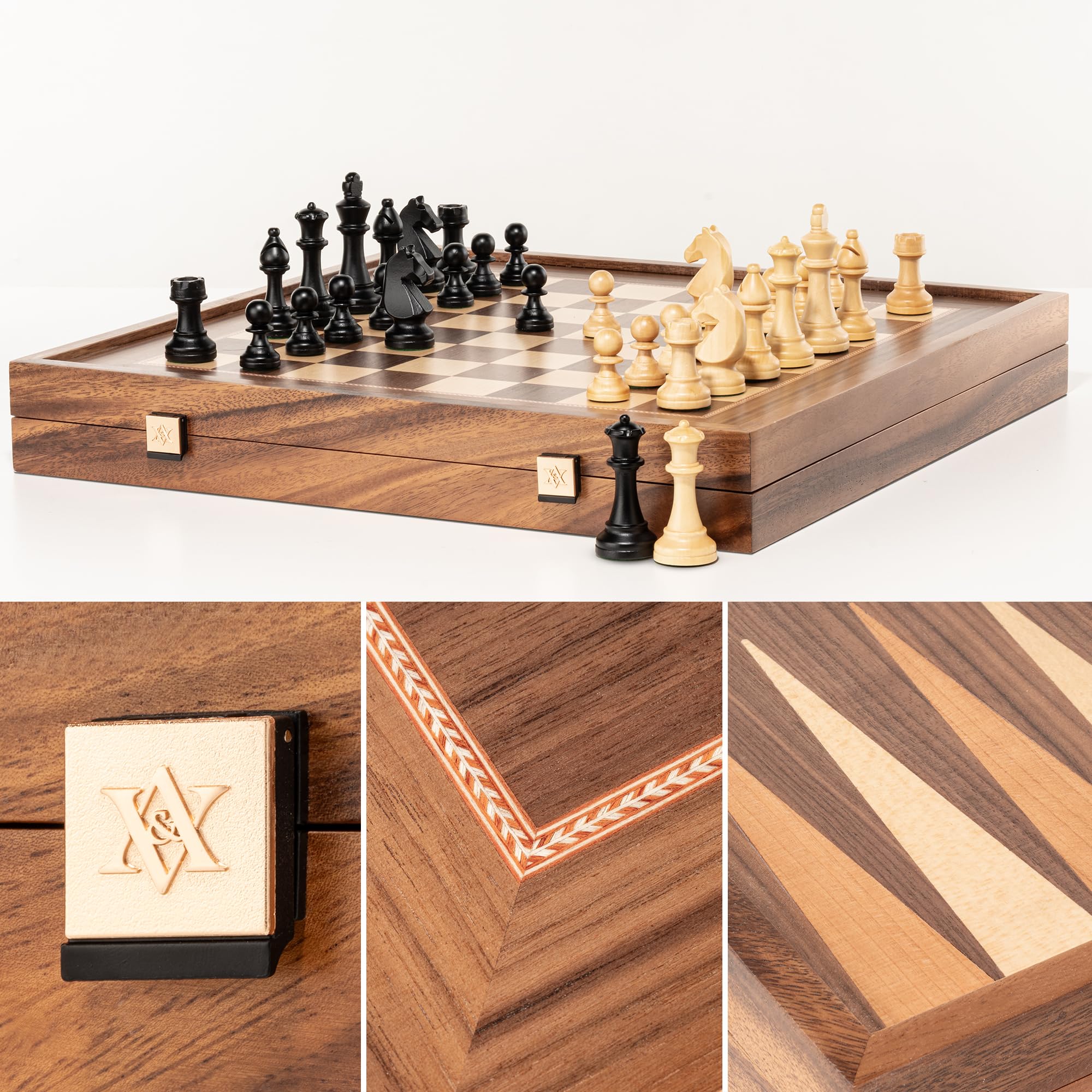 Foto 6 | Juego De Ajedrez De Backgammon A&a Deluxe 3 En 1 De 42 Cm Con Piezas De Ajedrez - Venta Internacional.