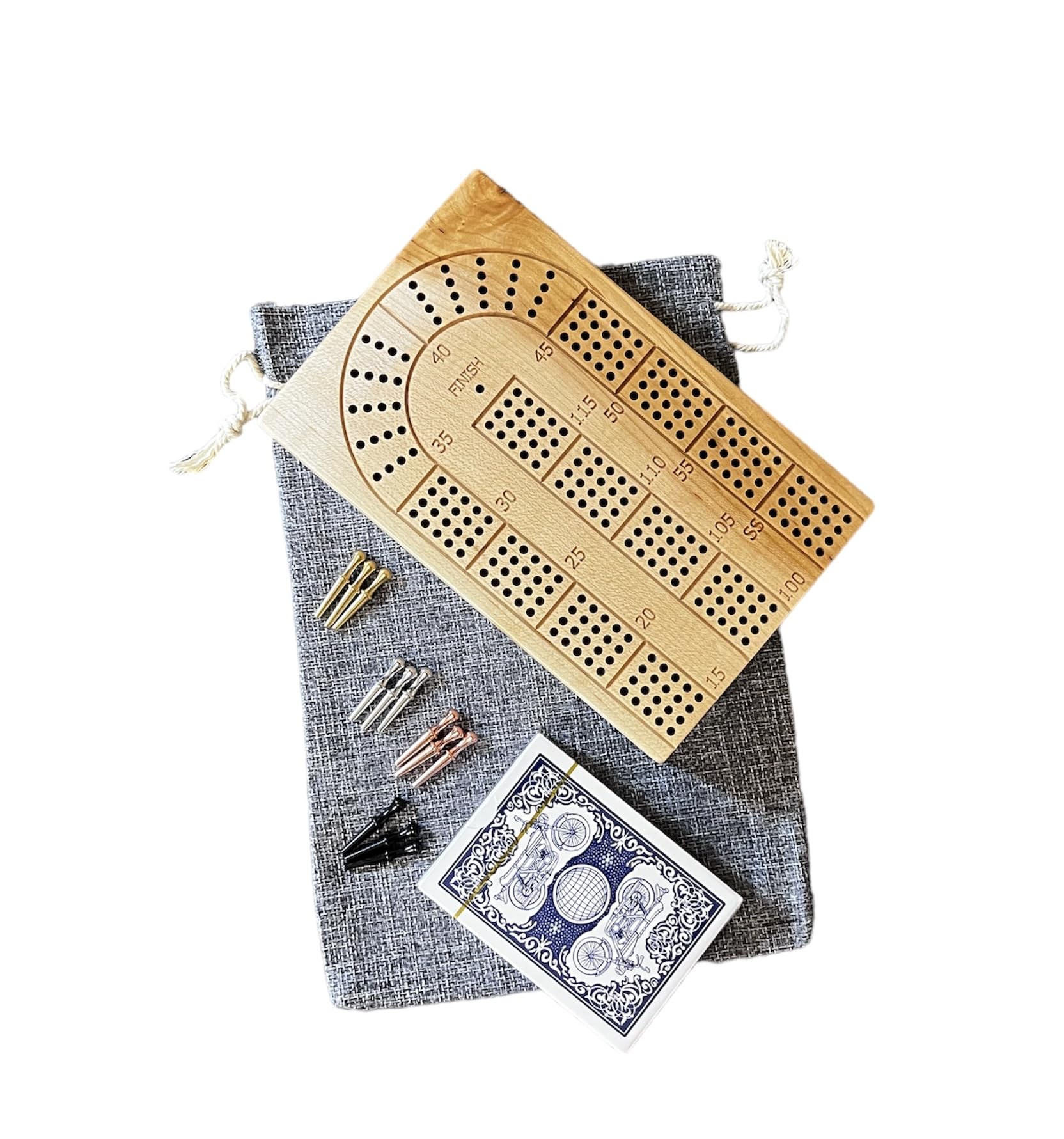 Foto 2 pulgar | Tabla De Cribbage De Madera De Arce, 4 Rieles, Plegable Con Bolsa De Viaje - Venta Internacional.
